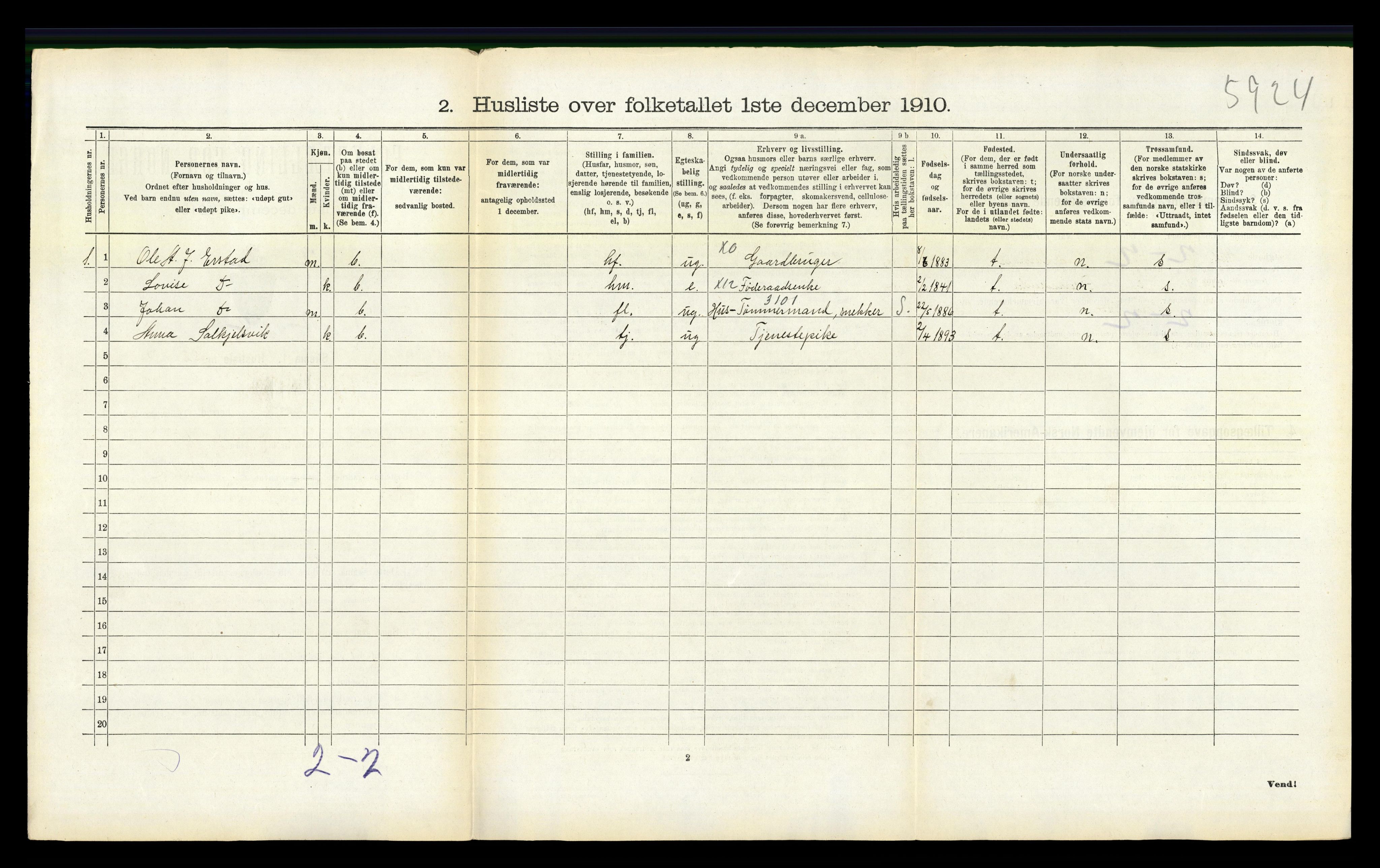 RA, 1910 census for Skodje, 1910, p. 368