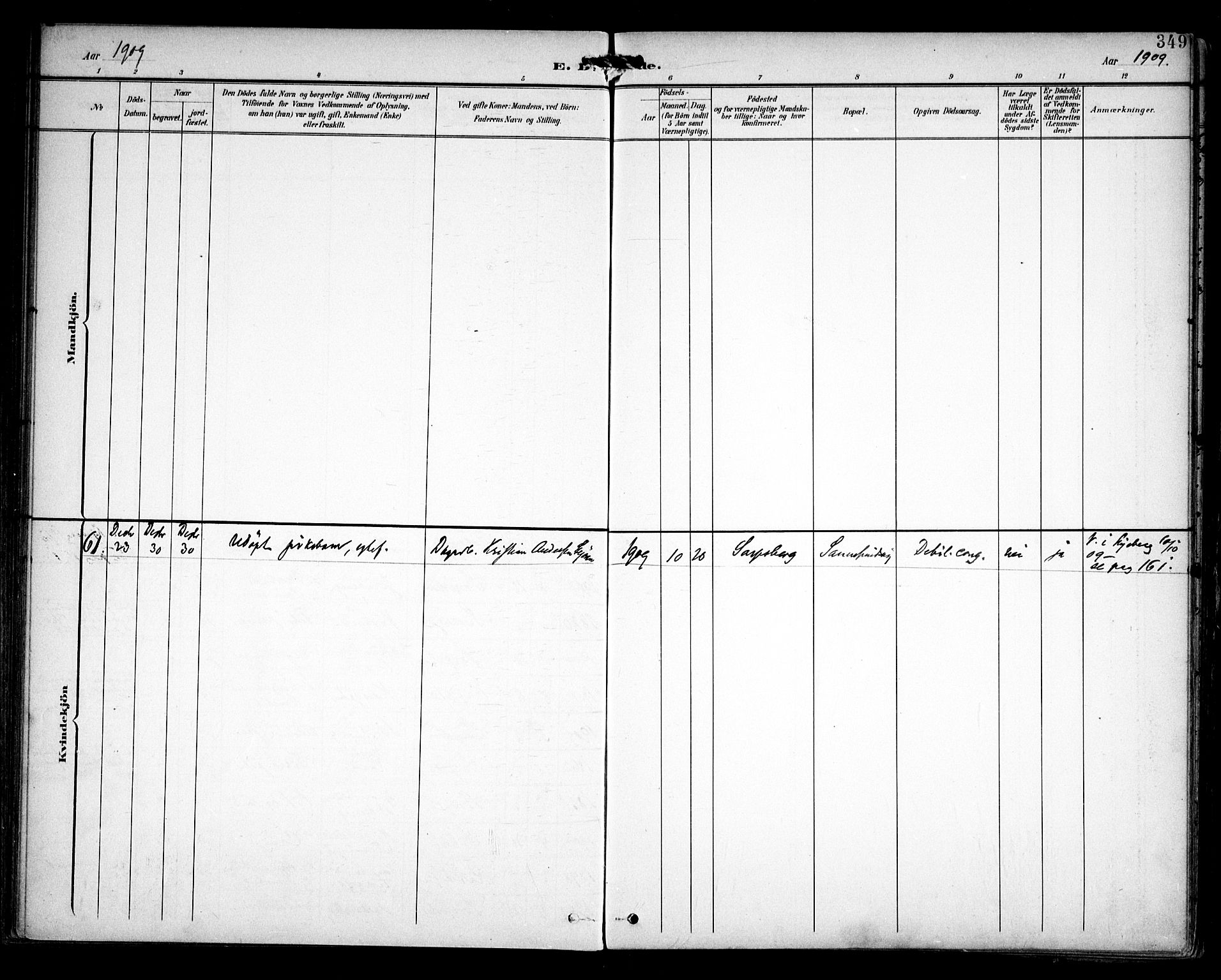 Sarpsborg prestekontor Kirkebøker, AV/SAO-A-2006/F/Fa/L0006: Parish register (official) no. 6, 1900-1909, p. 349