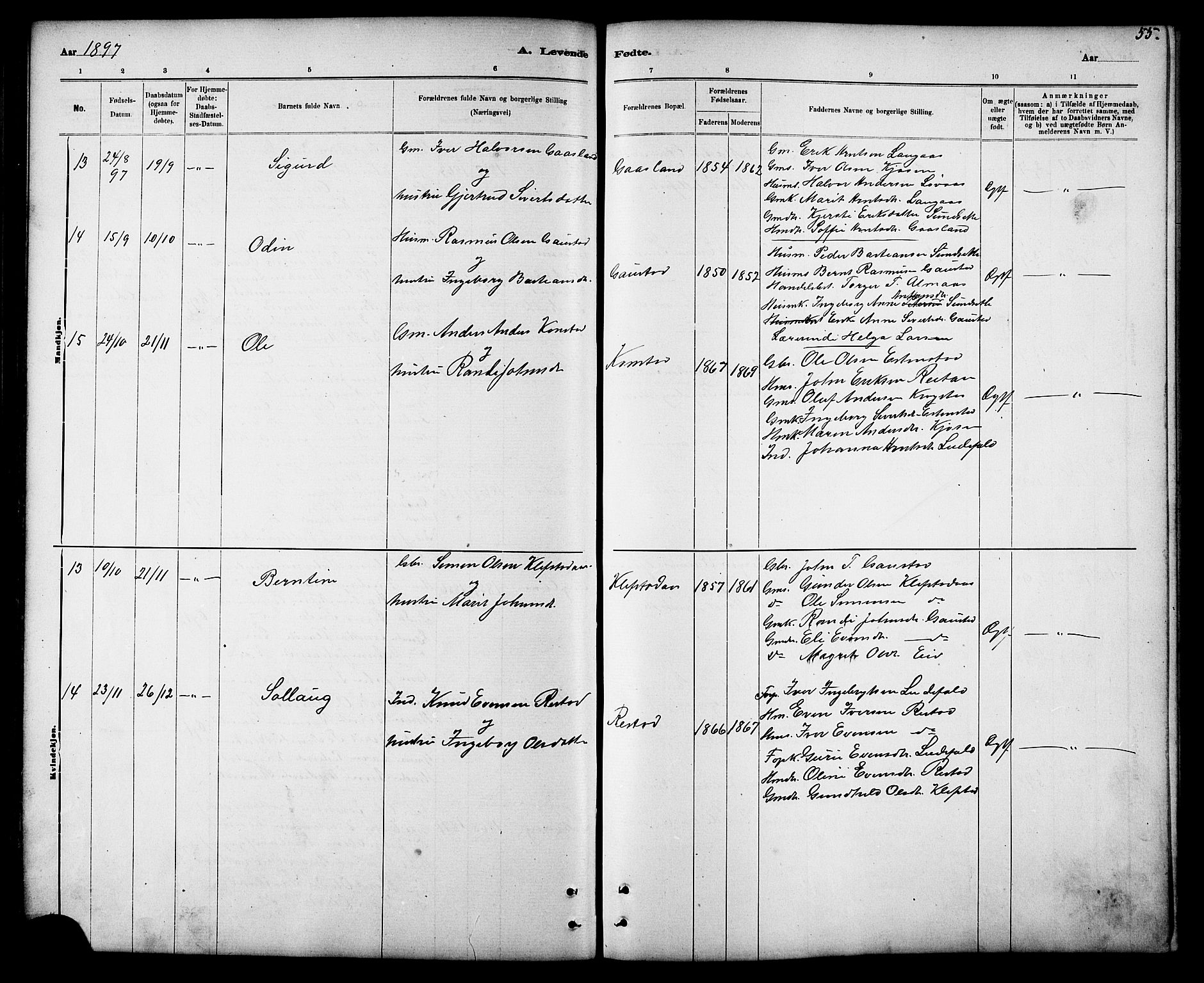 Ministerialprotokoller, klokkerbøker og fødselsregistre - Sør-Trøndelag, AV/SAT-A-1456/694/L1132: Parish register (copy) no. 694C04, 1887-1914, p. 55