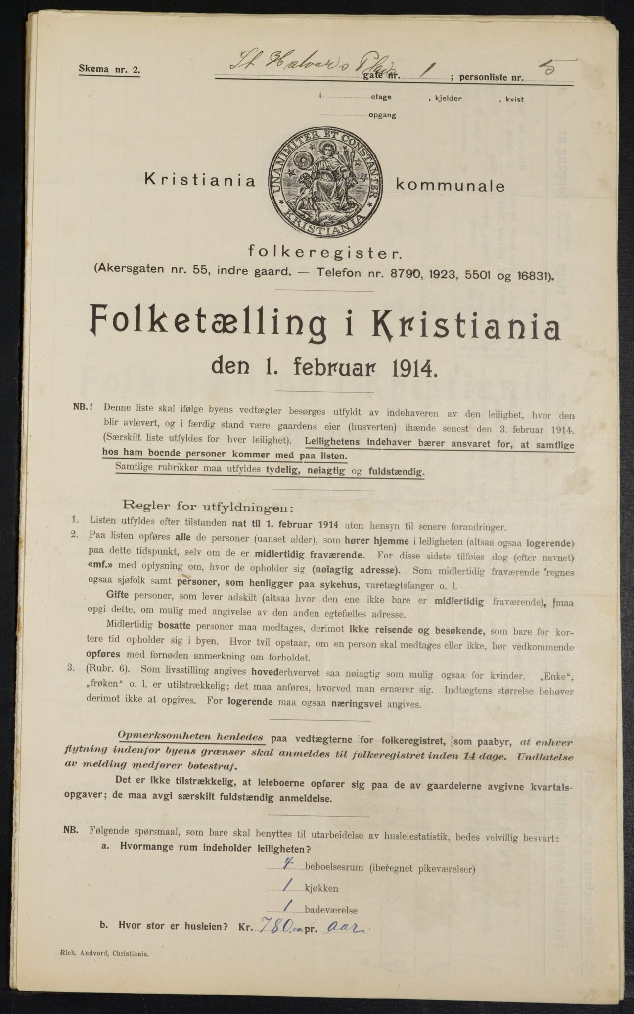 OBA, Municipal Census 1914 for Kristiania, 1914, p. 87754