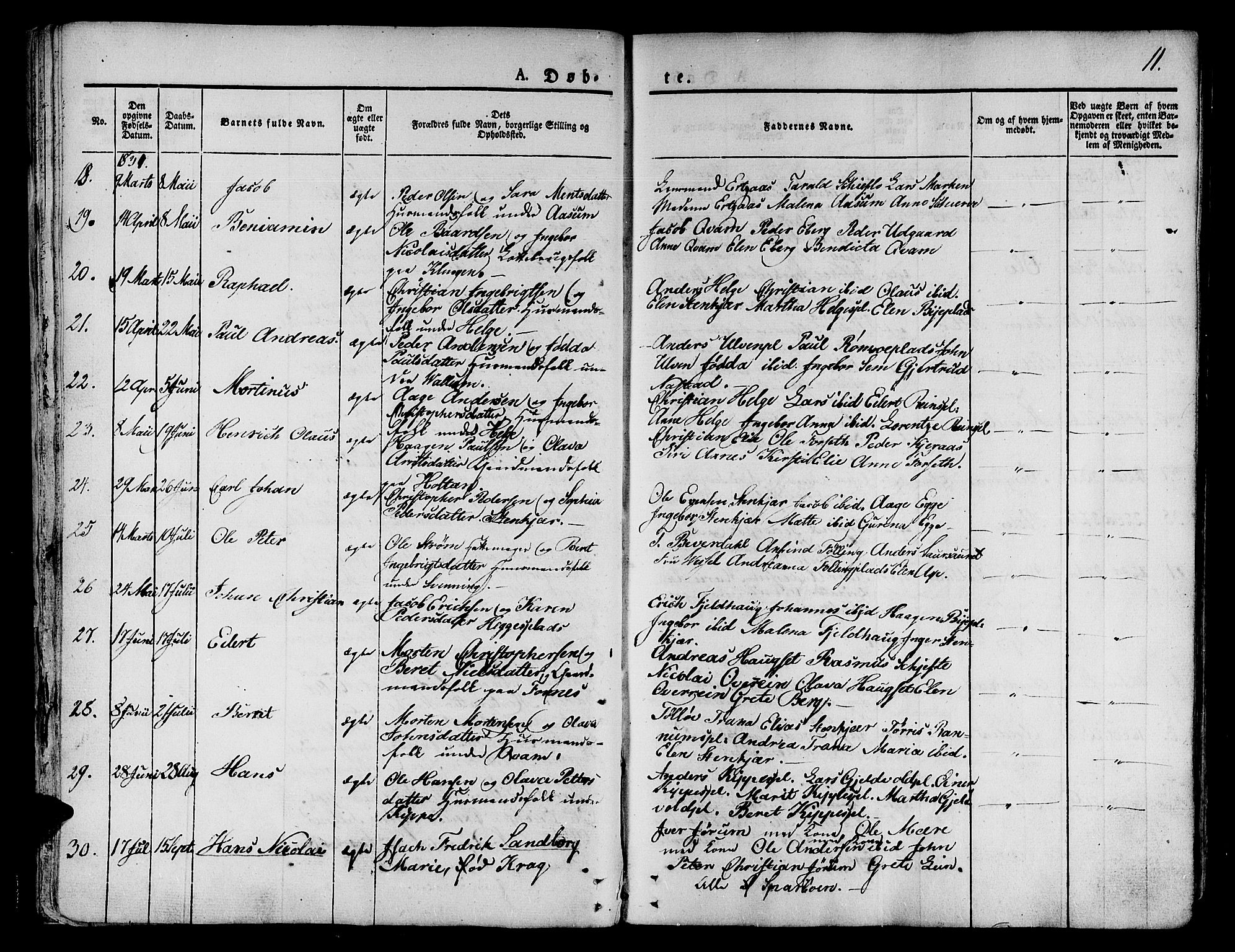 Ministerialprotokoller, klokkerbøker og fødselsregistre - Nord-Trøndelag, AV/SAT-A-1458/746/L0445: Parish register (official) no. 746A04, 1826-1846, p. 11