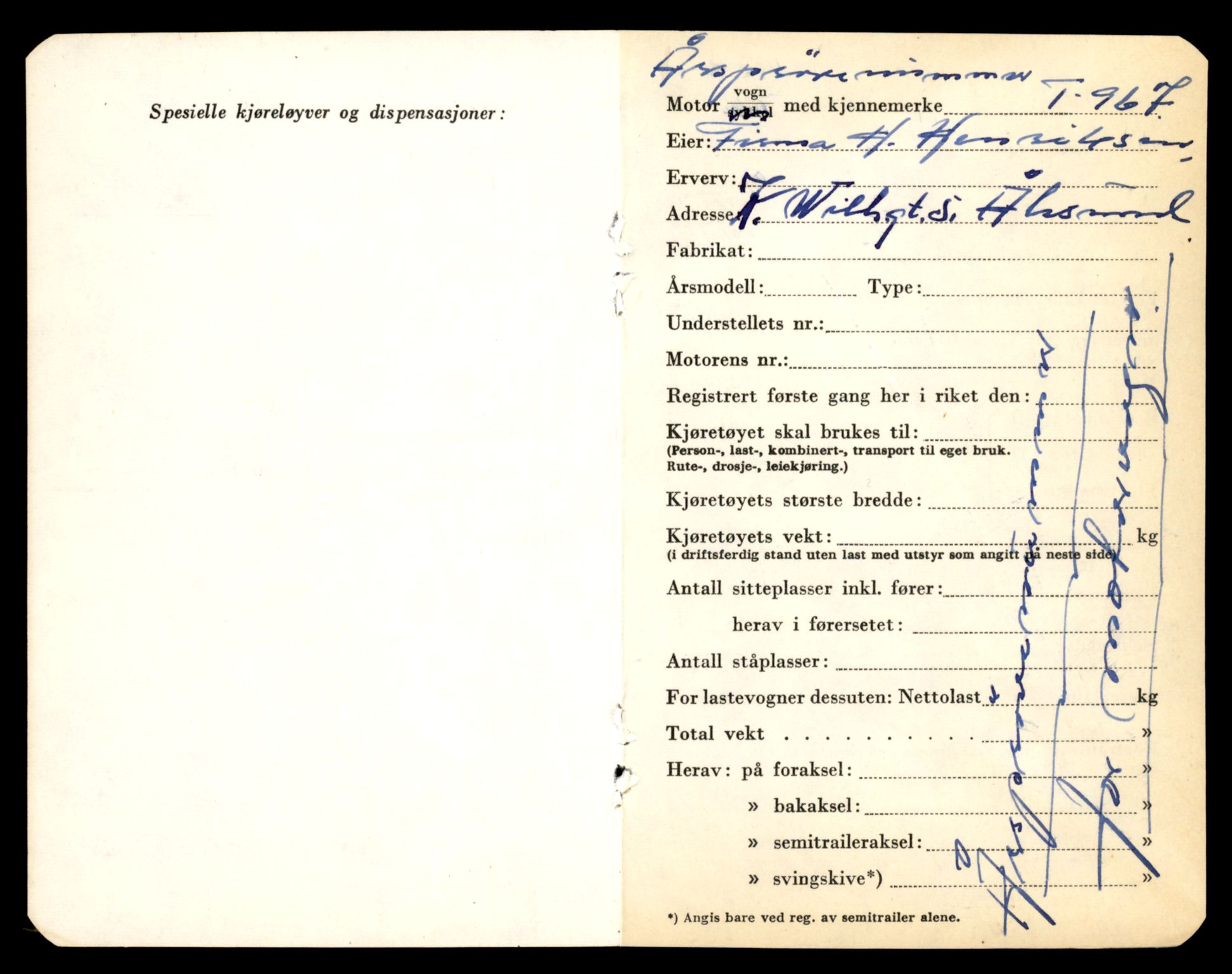 Møre og Romsdal vegkontor - Ålesund trafikkstasjon, SAT/A-4099/F/Fe/L0009: Registreringskort for kjøretøy T 896 - T 1049, 1927-1998, p. 1003