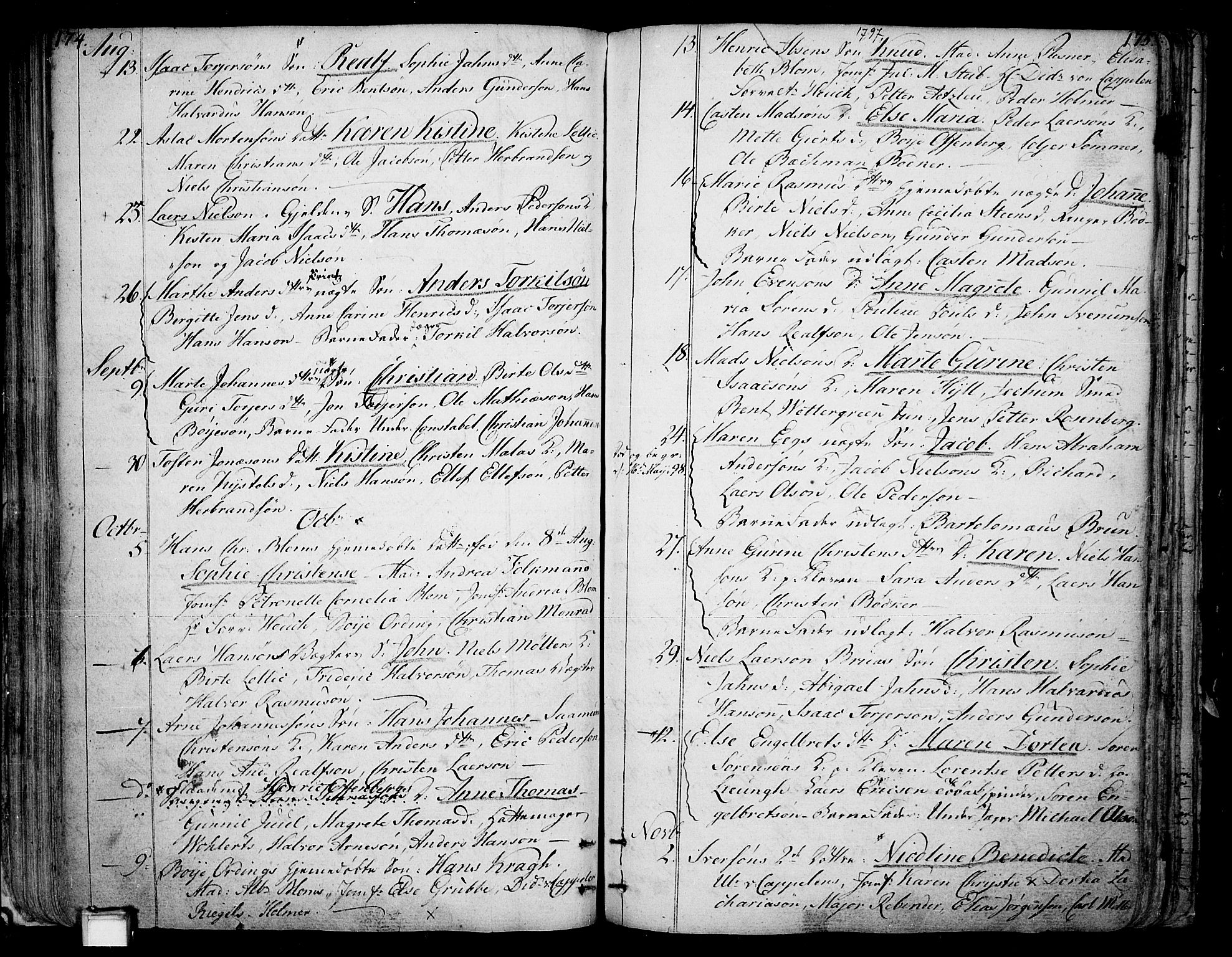 Skien kirkebøker, SAKO/A-302/F/Fa/L0004: Parish register (official) no. 4, 1792-1814, p. 174-175