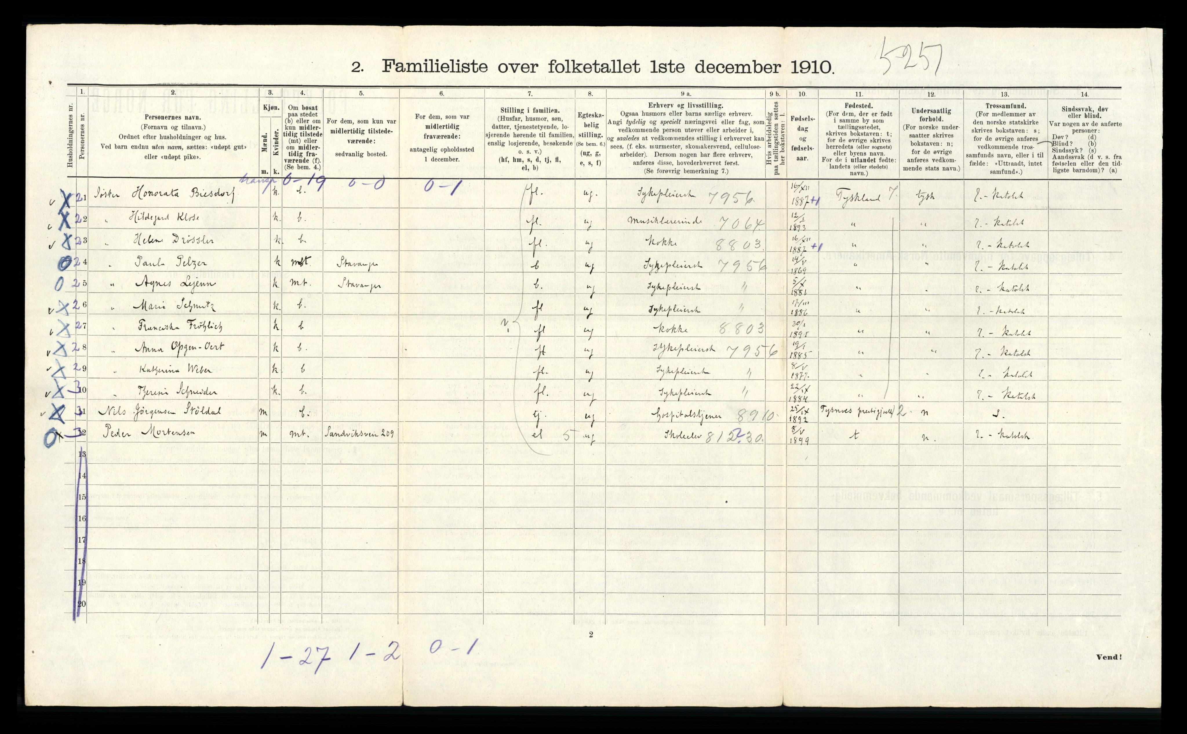 RA, 1910 census for Bergen, 1910, p. 6456