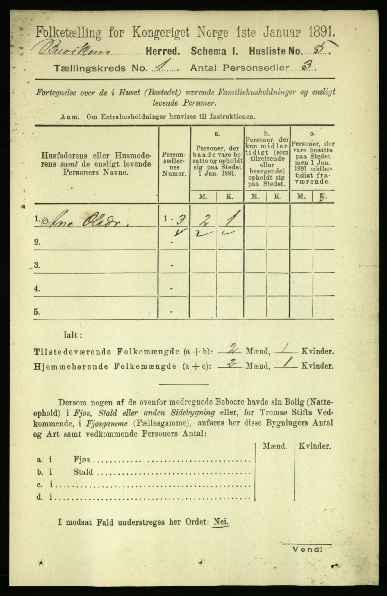 RA, 1891 census for 1656 Buvik, 1891, p. 16