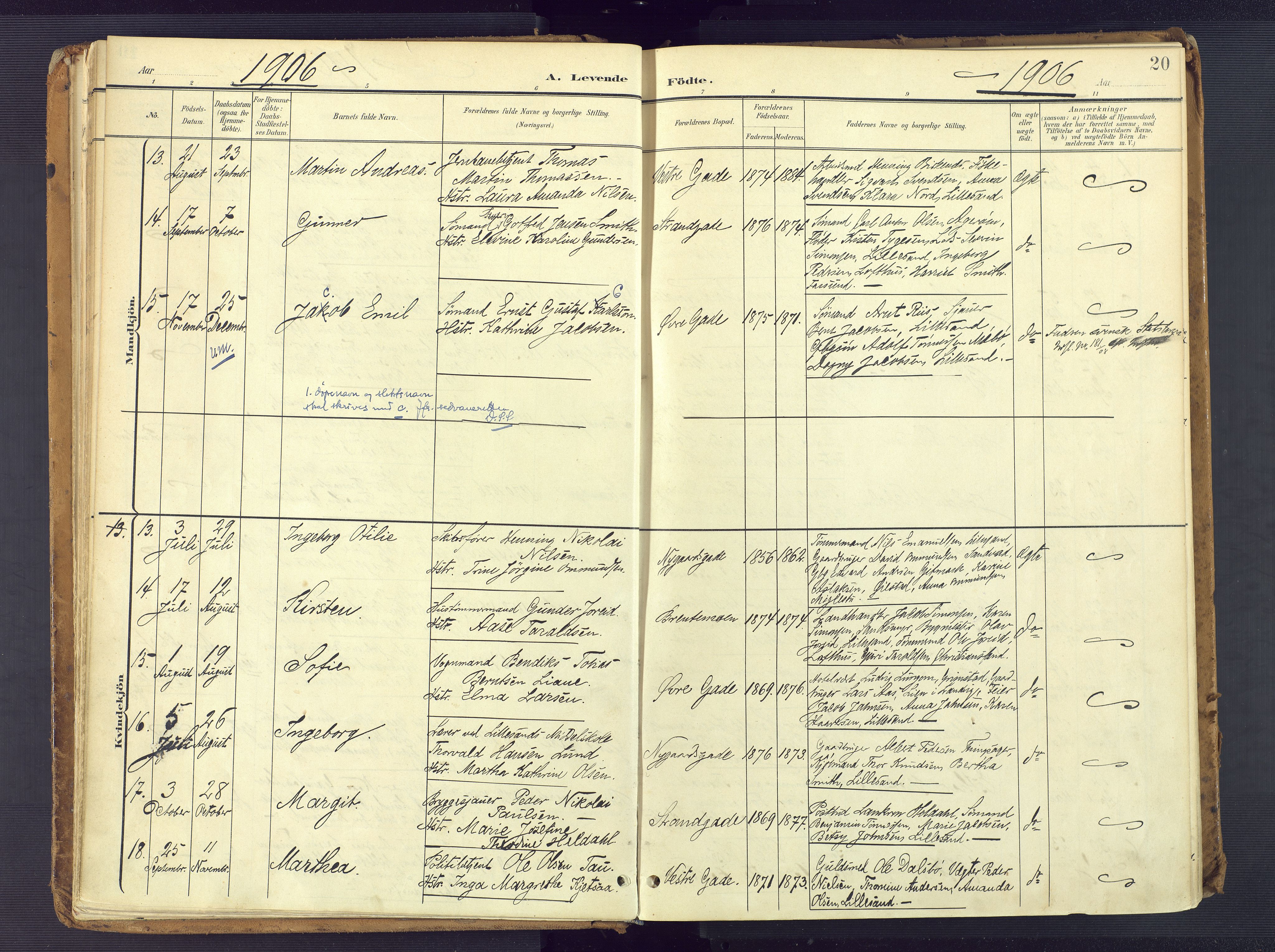 Vestre Moland sokneprestkontor, AV/SAK-1111-0046/F/Fa/Faa/L0002: Parish register (official) no. A 2, 1900-1926, p. 20