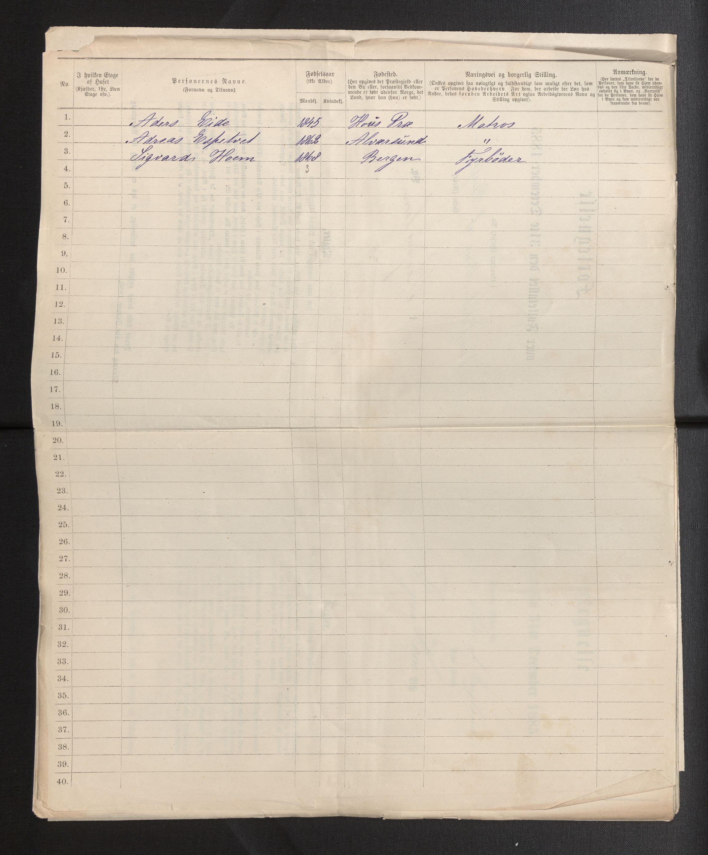 SAB, 1885 census for 1301 Bergen, 1885, p. 8251