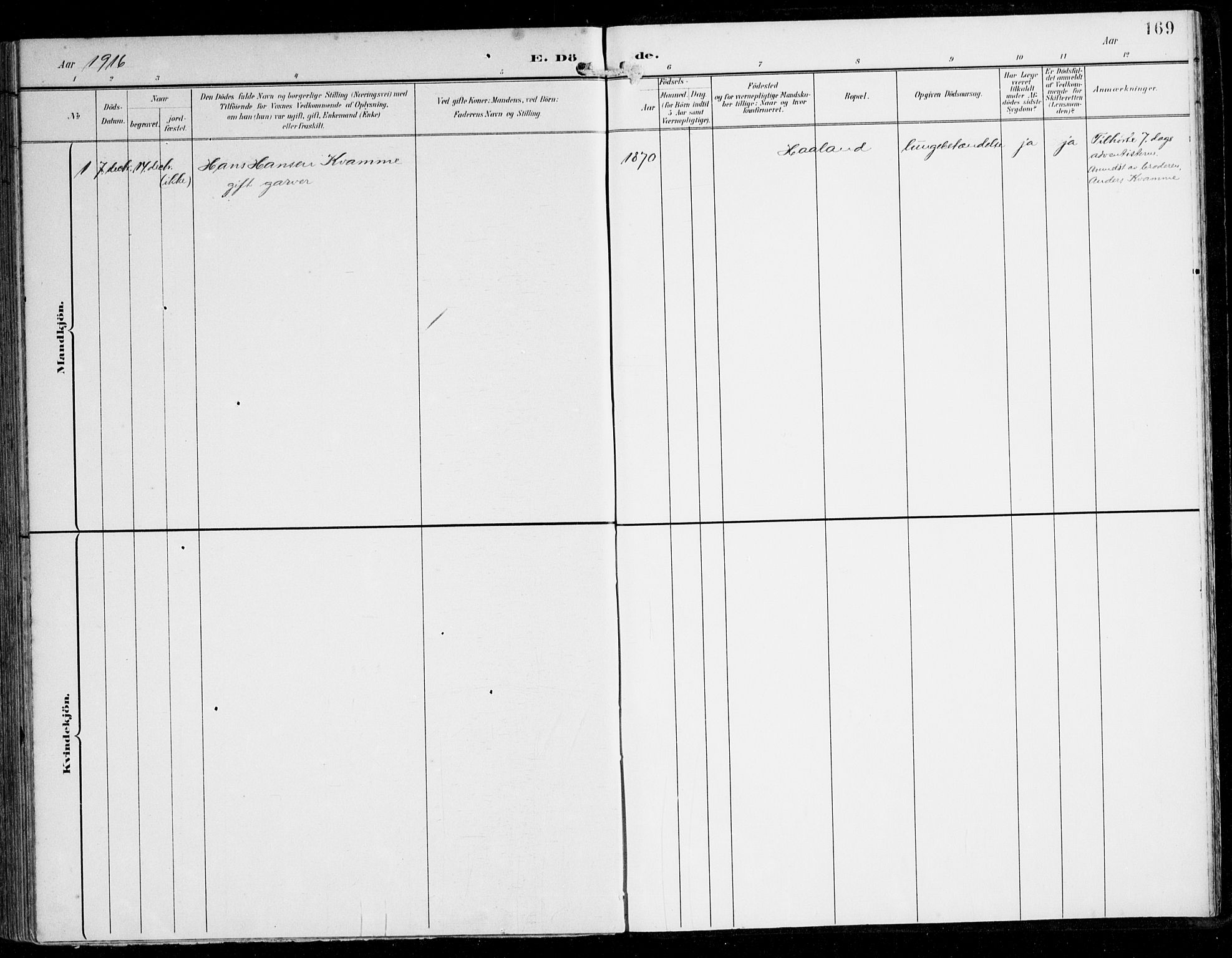 Alversund Sokneprestembete, SAB/A-73901/H/Ha/Haa/Haaa/L0003: Parish register (official) no. A 3, 1897-1926, p. 169