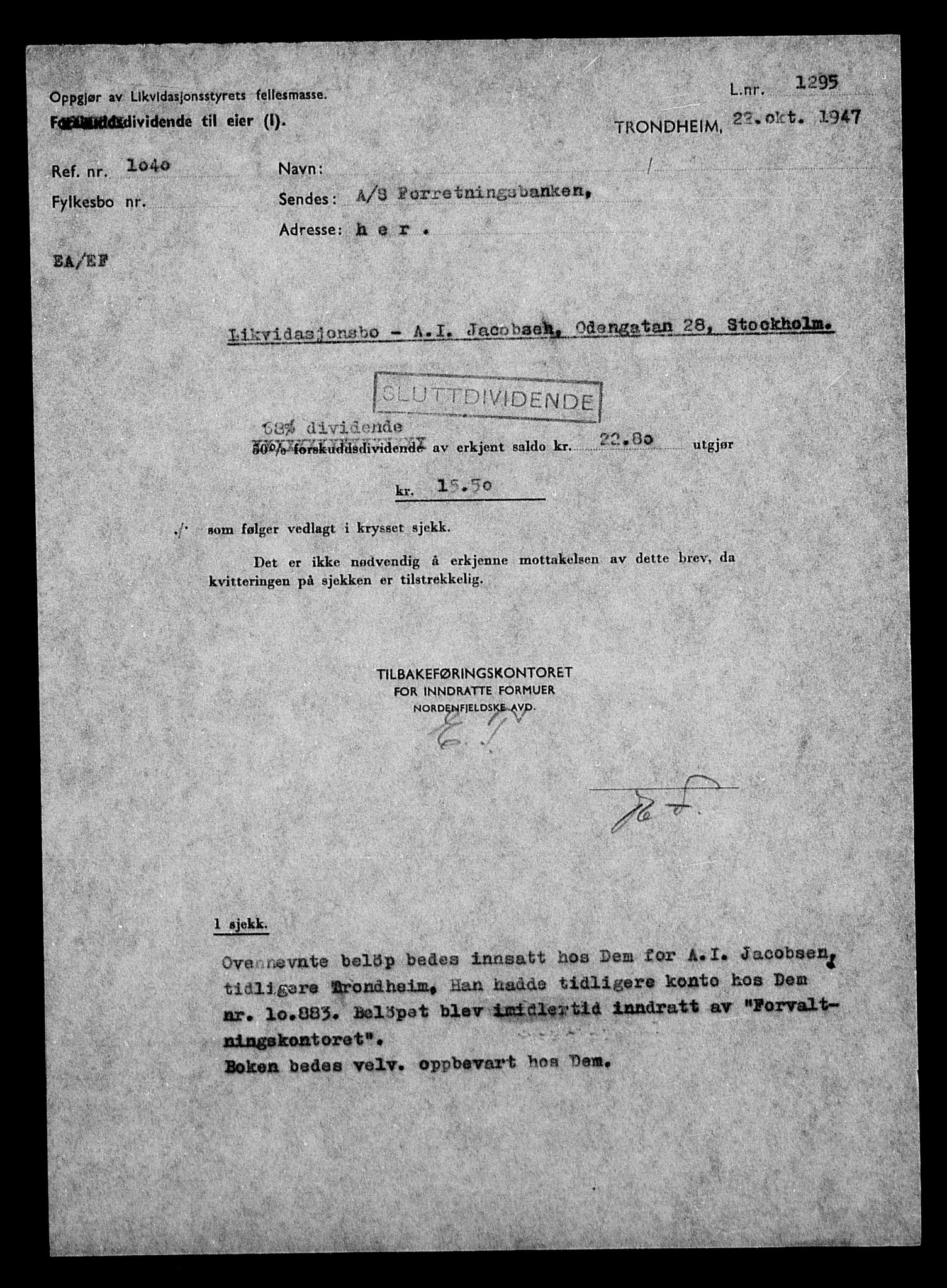 Justisdepartementet, Tilbakeføringskontoret for inndratte formuer, AV/RA-S-1564/H/Hc/Hca/L0898: --, 1945-1947, p. 526