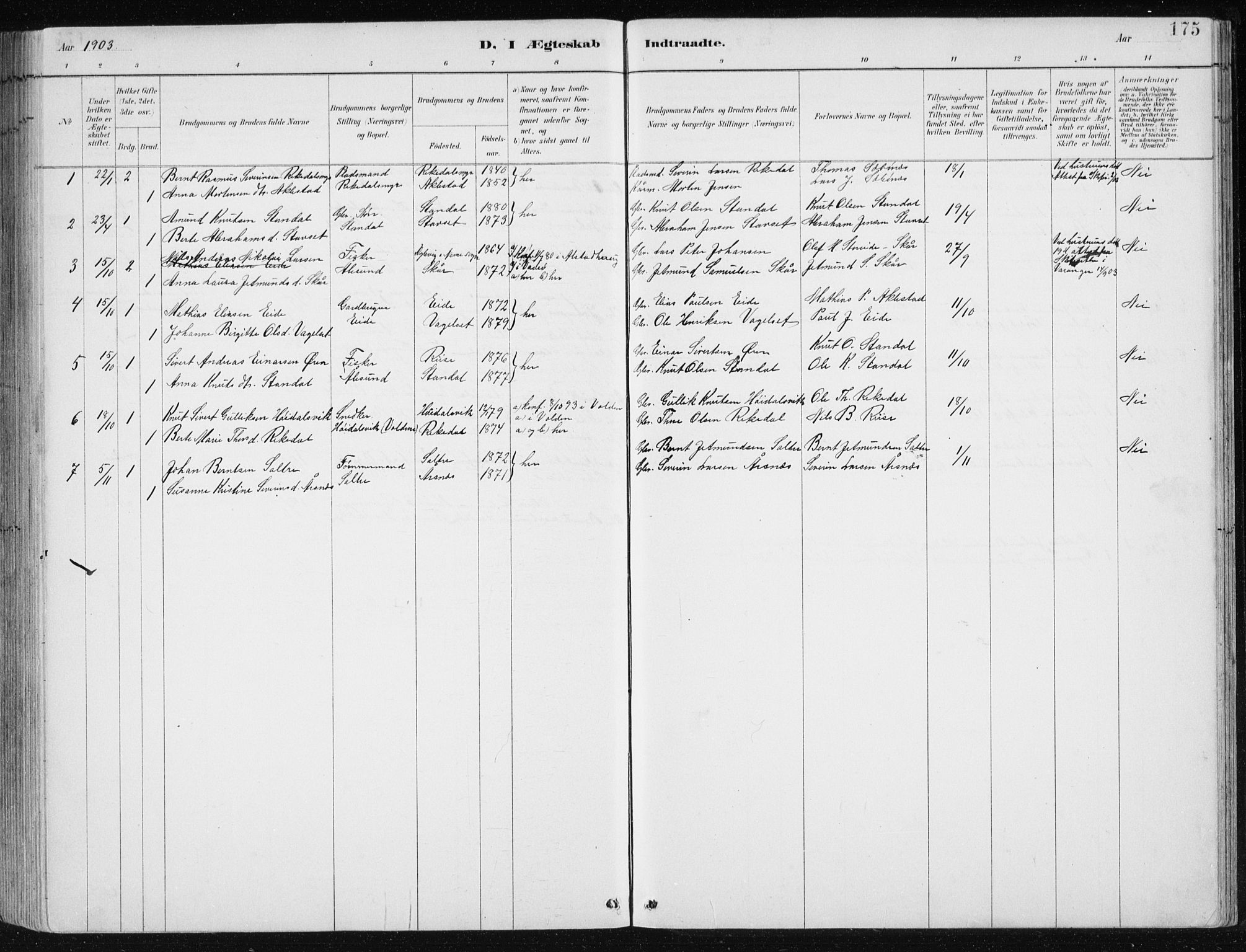 Ministerialprotokoller, klokkerbøker og fødselsregistre - Møre og Romsdal, AV/SAT-A-1454/515/L0215: Parish register (copy) no. 515C02, 1884-1906, p. 175