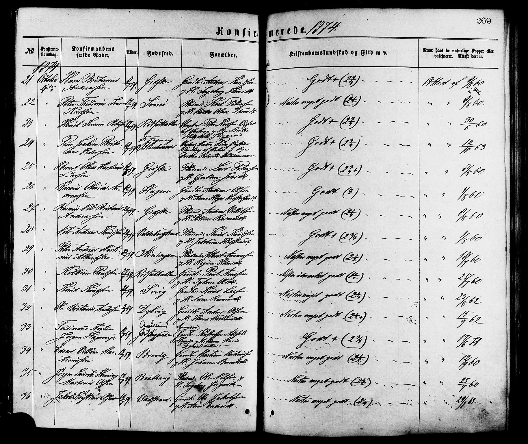 Ministerialprotokoller, klokkerbøker og fødselsregistre - Møre og Romsdal, AV/SAT-A-1454/528/L0400: Parish register (official) no. 528A11, 1871-1879, p. 269