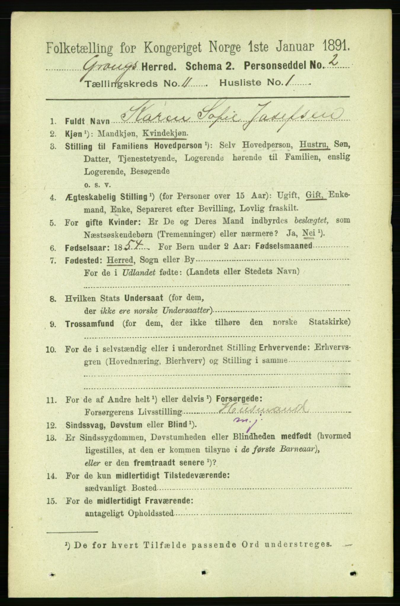 RA, 1891 census for 1742 Grong, 1891, p. 4081