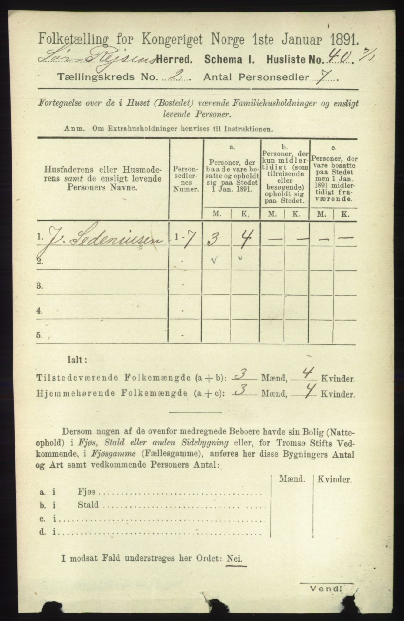 RA, 1891 census for 1925 Sørreisa, 1891, p. 375