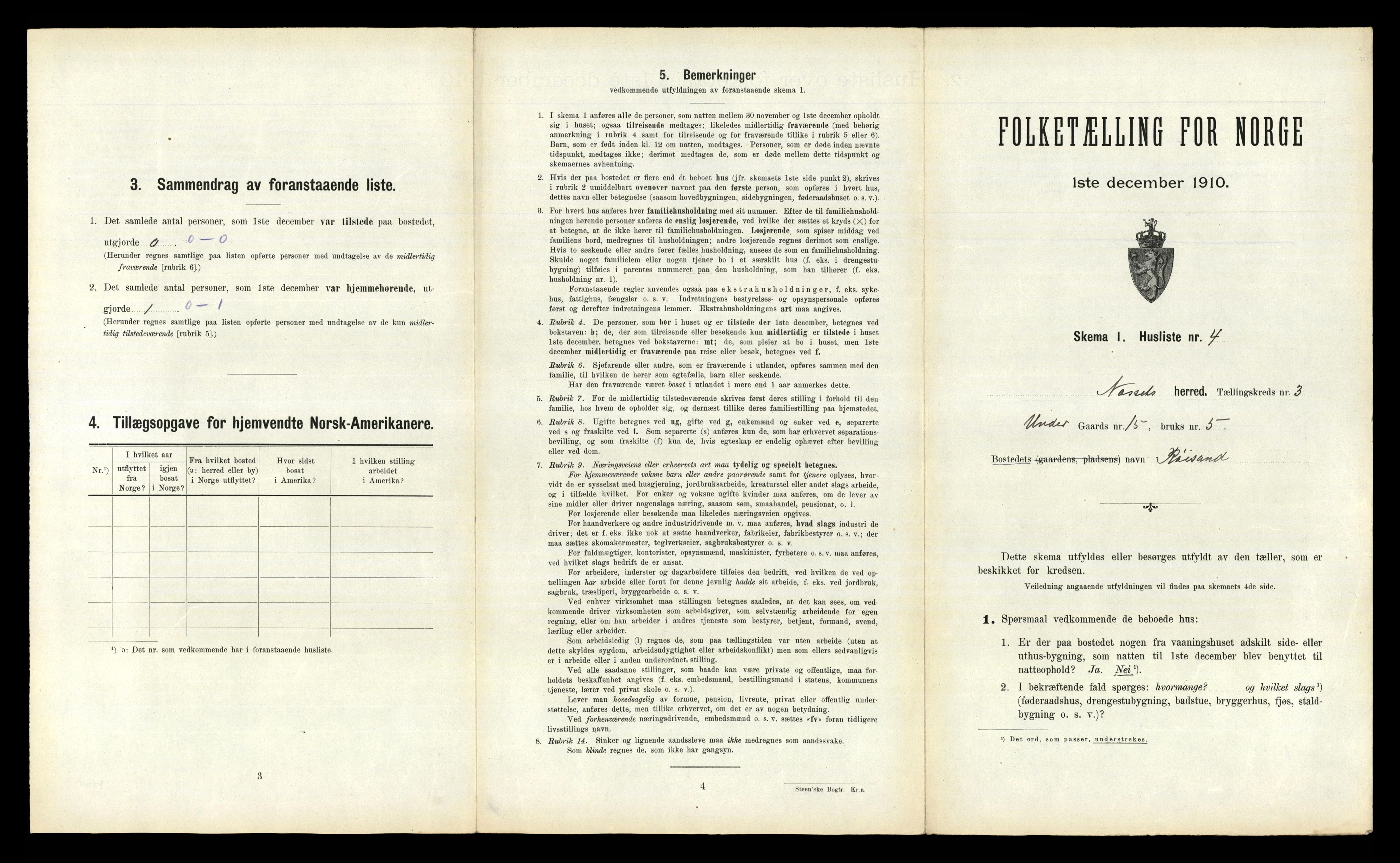 RA, 1910 census for Nesset, 1910, p. 179