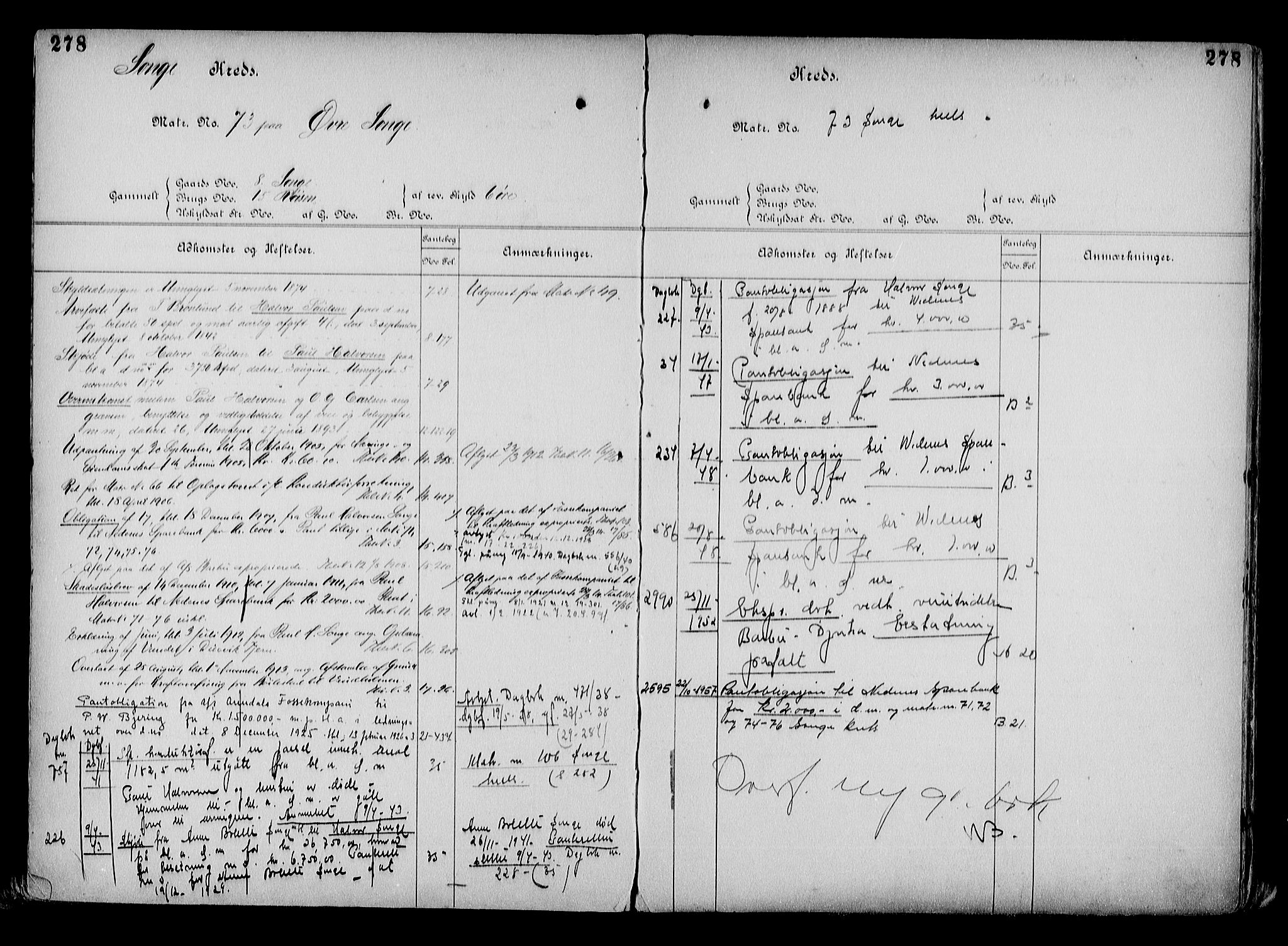 Arendal byfogd, AV/SAK-1222-0001/G/Ga/L0015: Mortgage register no. 13, 1860-1960, p. 278