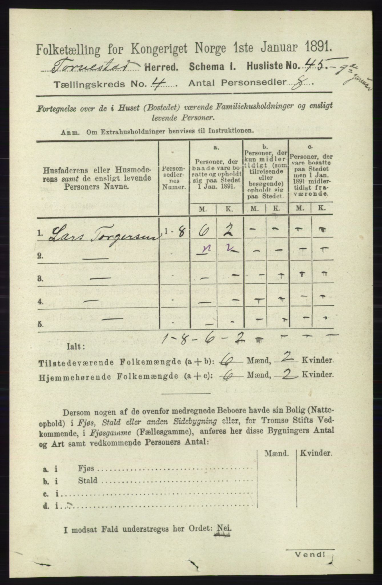 RA, 1891 census for 1152 Torvastad, 1891, p. 1466