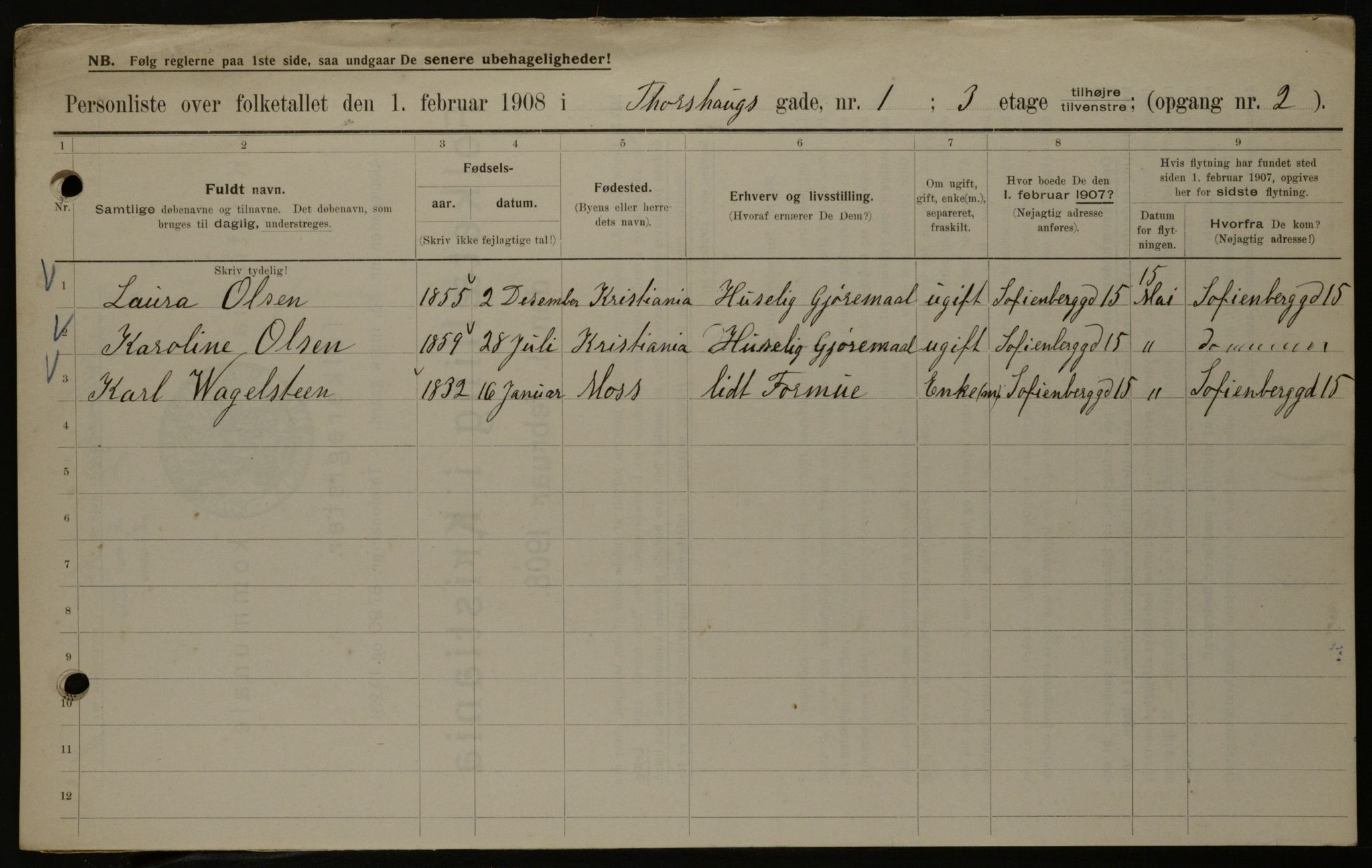 OBA, Municipal Census 1908 for Kristiania, 1908, p. 102951