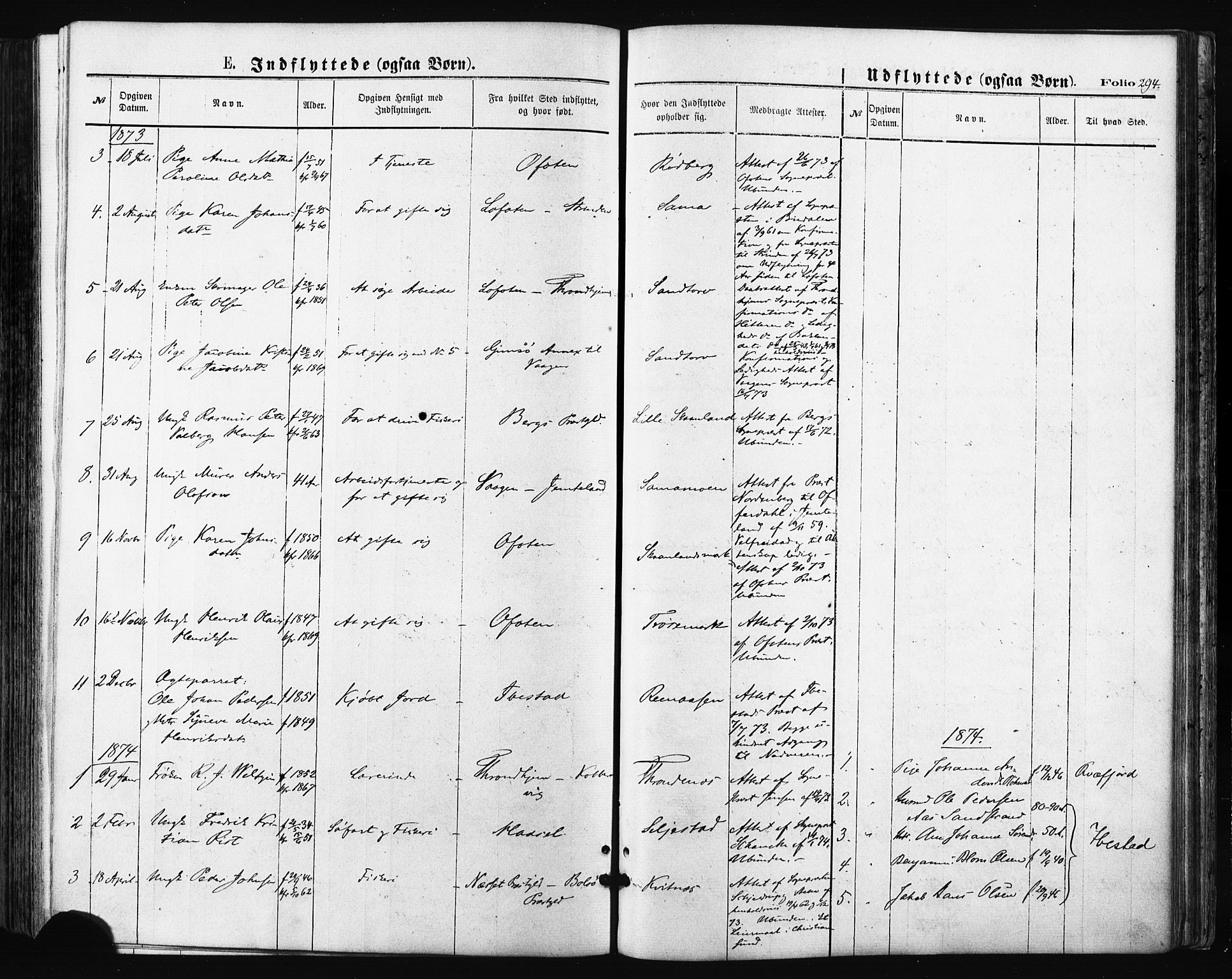 Trondenes sokneprestkontor, SATØ/S-1319/H/Ha/L0013kirke: Parish register (official) no. 13, 1870-1878, p. 294