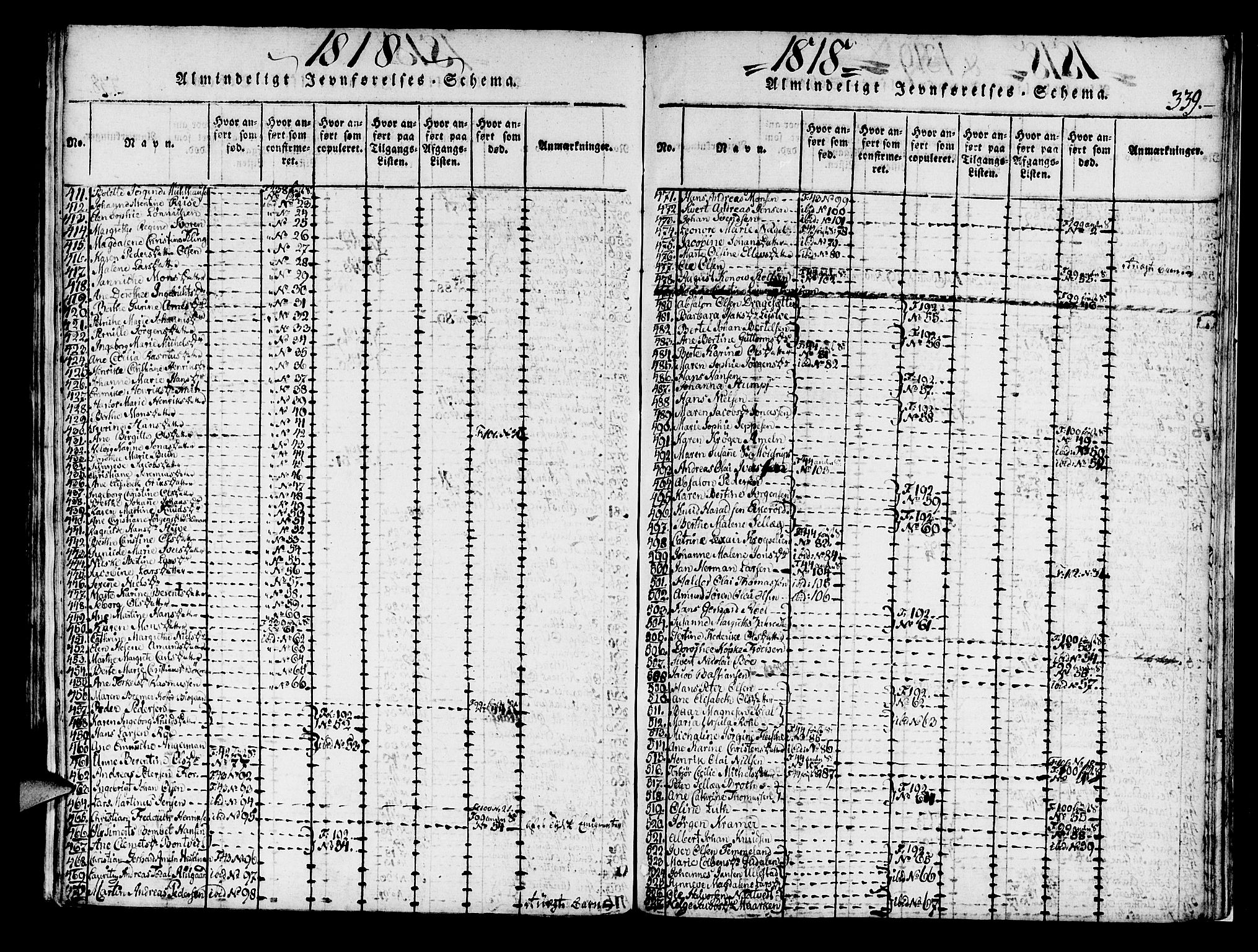 Korskirken sokneprestembete, AV/SAB-A-76101/H/Haa/L0013: Parish register (official) no. A 13, 1815-1822, p. 339