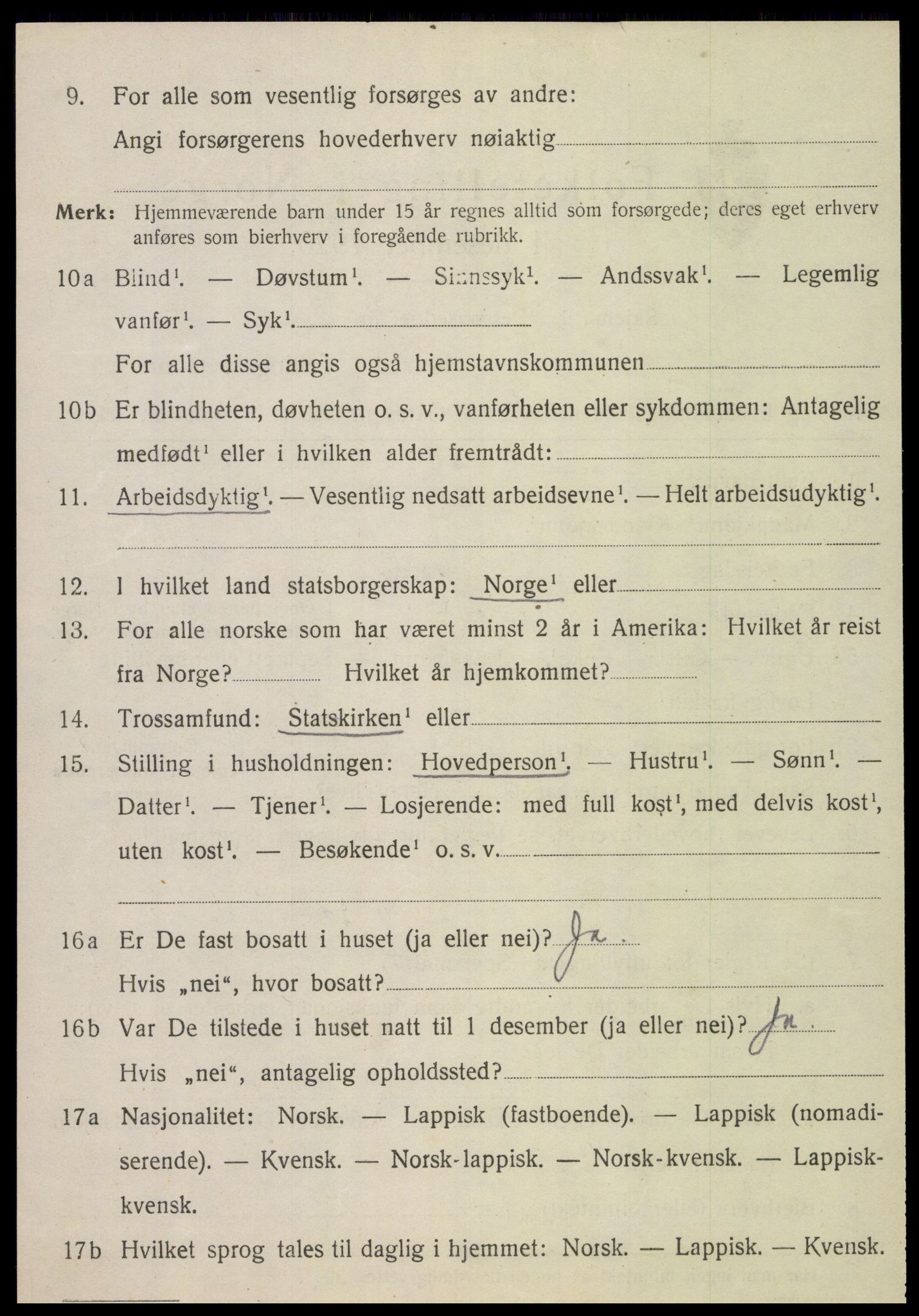 SAT, 1920 census for Nordli, 1920, p. 1838