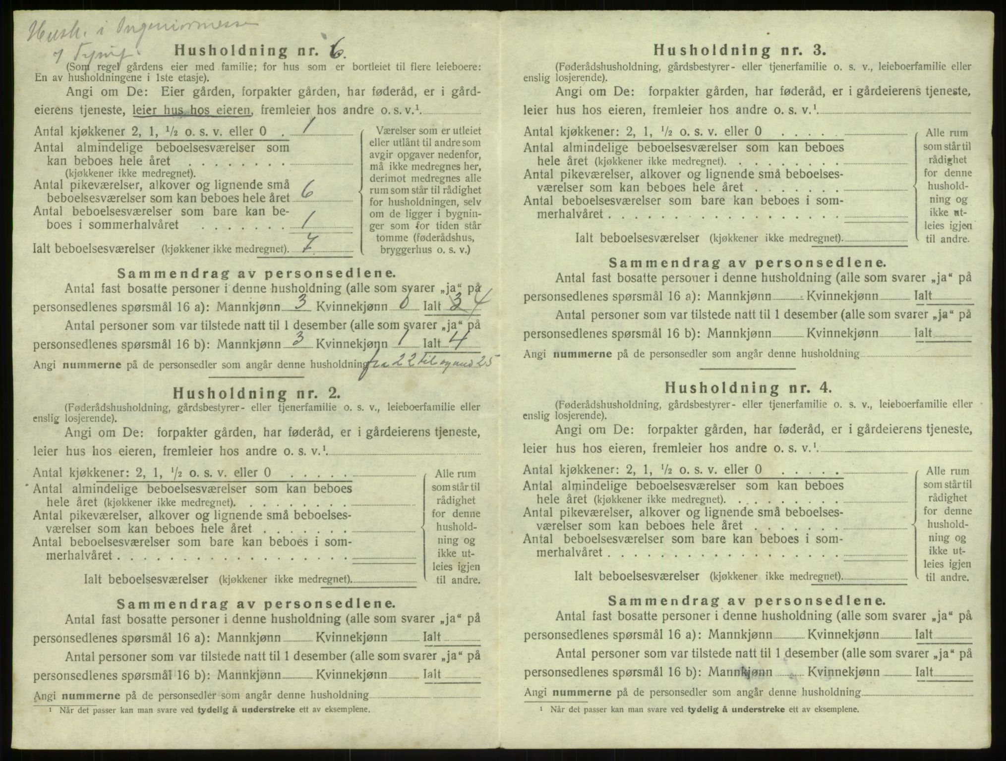 SAB, 1920 census for Årdal, 1920, p. 494