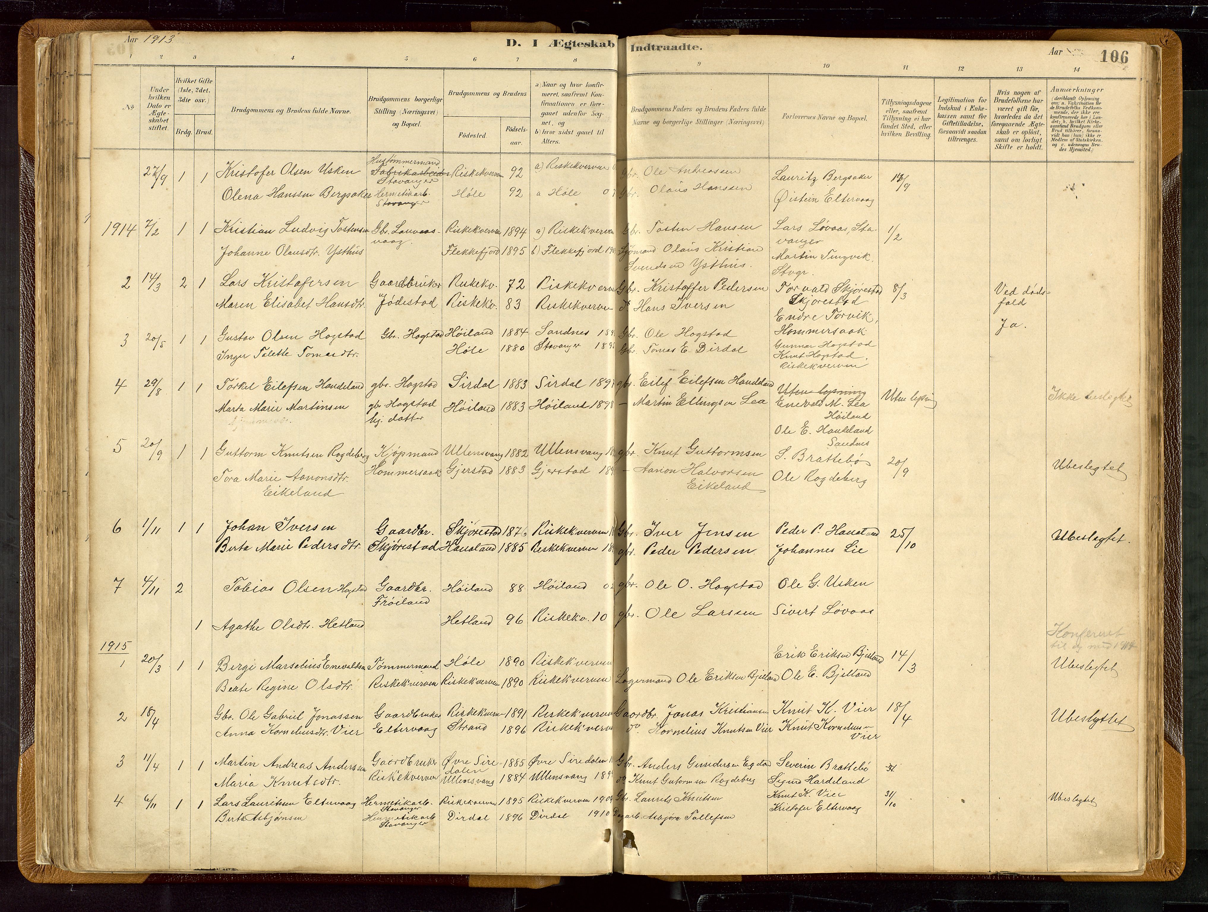 Hetland sokneprestkontor, SAST/A-101826/30/30BB/L0007: Parish register (copy) no. B 7, 1878-1910, p. 106