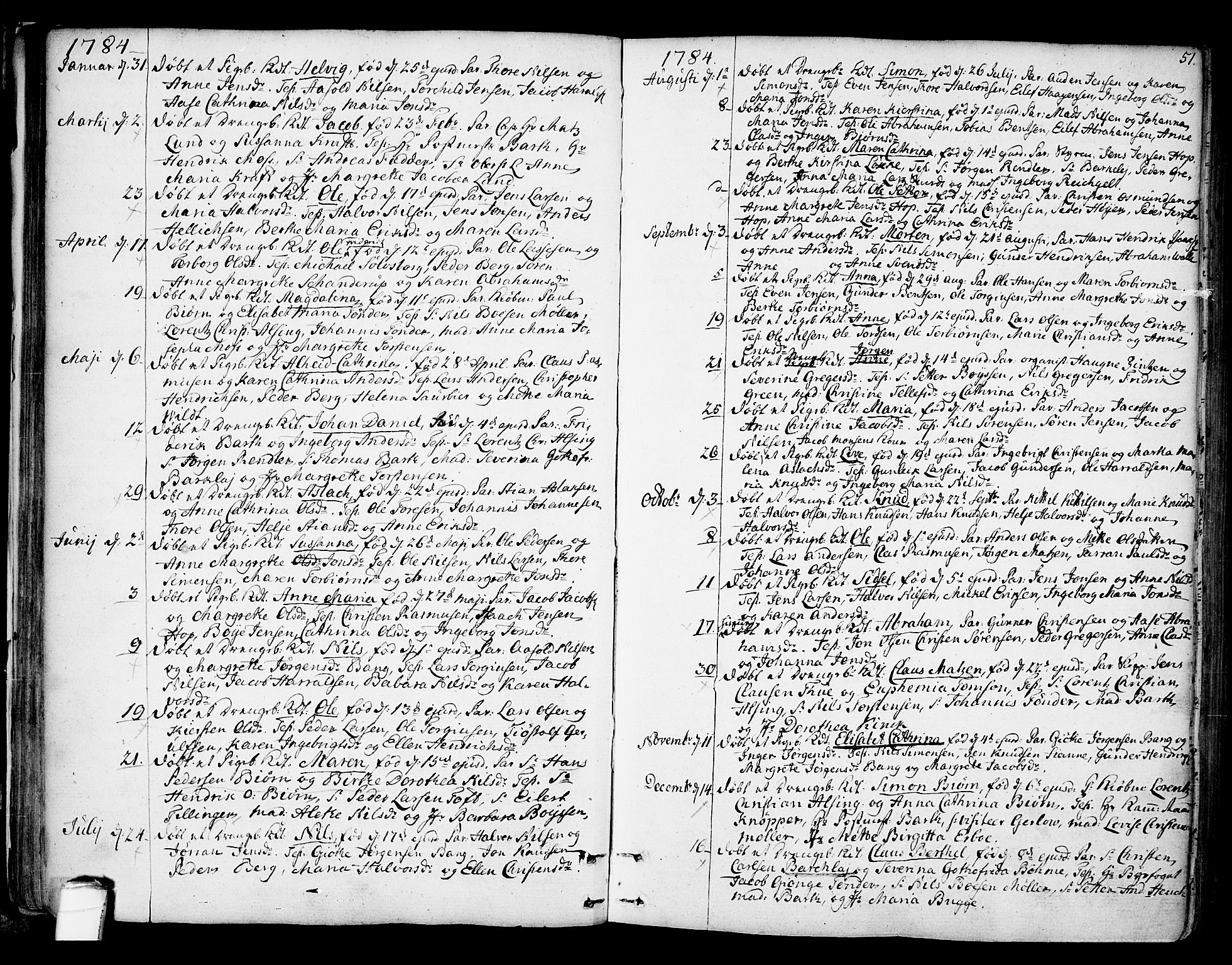 Kragerø kirkebøker, SAKO/A-278/F/Fa/L0002: Parish register (official) no. 2, 1767-1802, p. 51