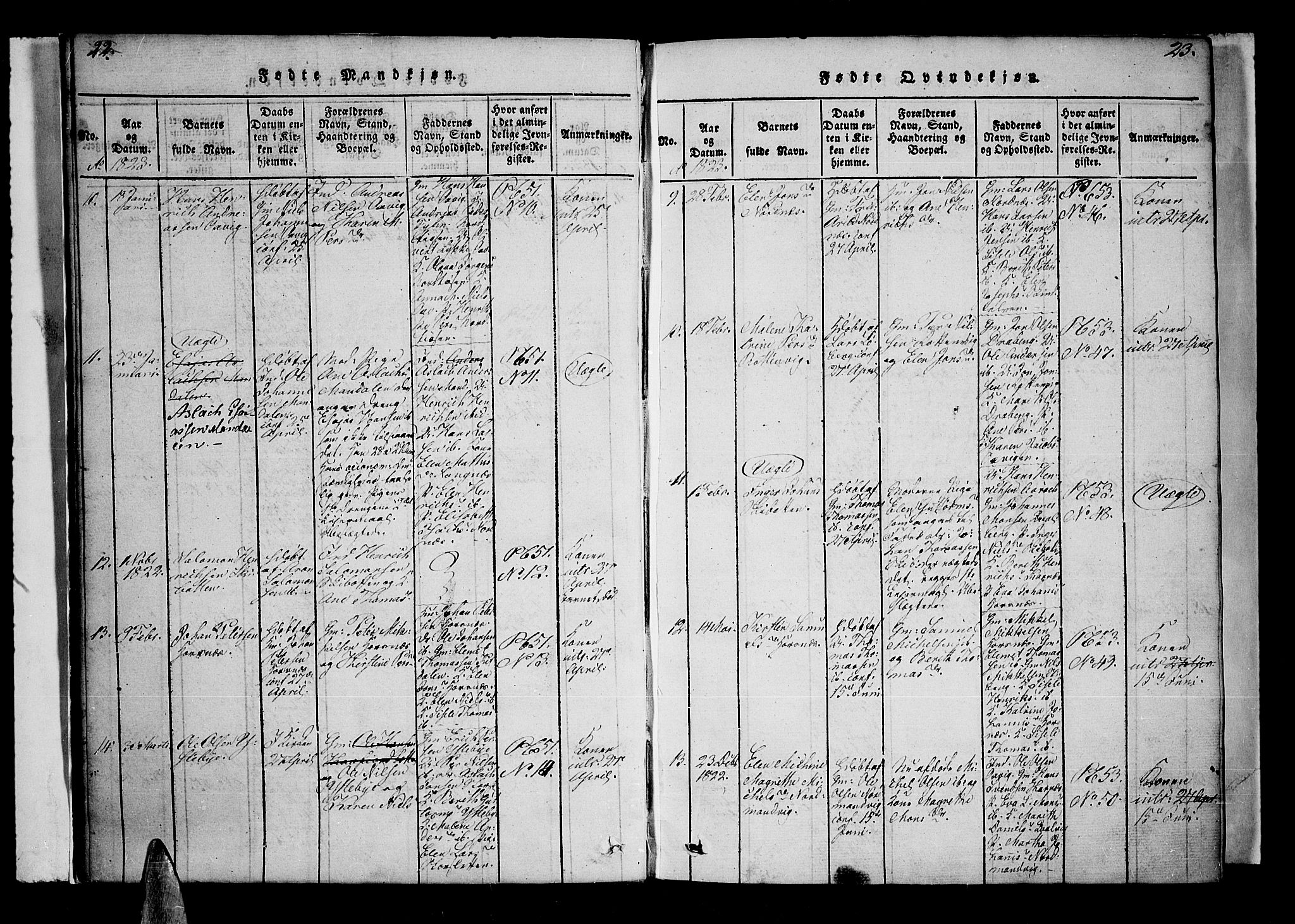 Lyngen sokneprestembete, AV/SATØ-S-1289/H/He/Hea/L0003kirke: Parish register (official) no. 3, 1822-1838, p. 22-23