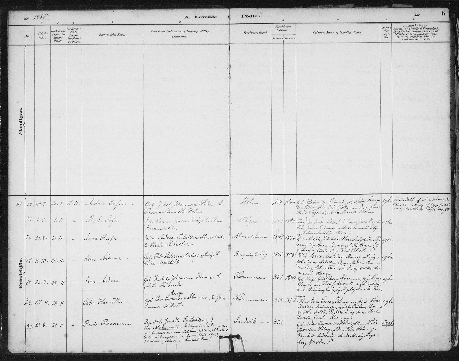 Ministerialprotokoller, klokkerbøker og fødselsregistre - Møre og Romsdal, AV/SAT-A-1454/503/L0037: Parish register (official) no. 503A05, 1884-1900, p. 6