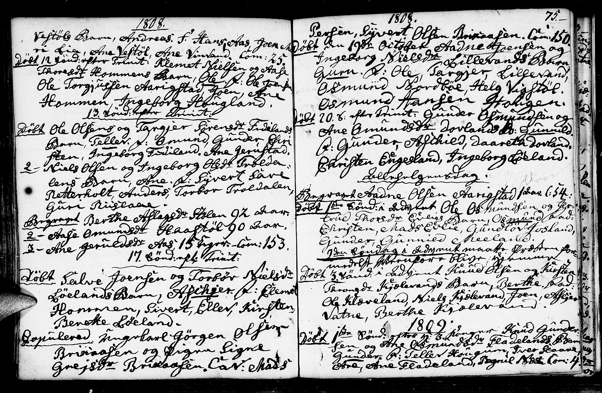 Herefoss sokneprestkontor, SAK/1111-0019/F/Fa/Fab/L0002: Parish register (official) no. A 2, 1780-1816, p. 75