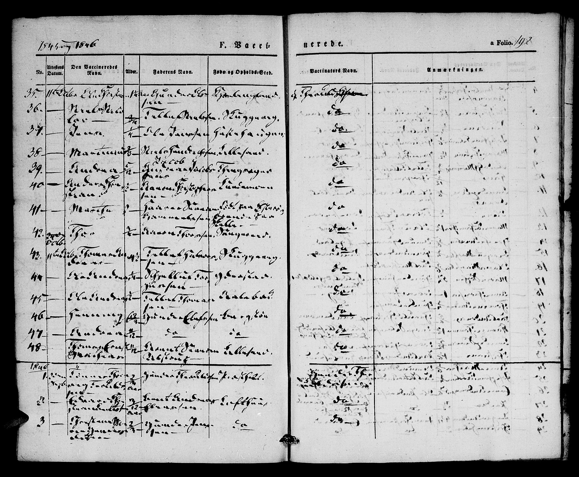 Vestre Moland sokneprestkontor, AV/SAK-1111-0046/F/Fa/Fab/L0005: Parish register (official) no. A 5, 1841-1849, p. 192