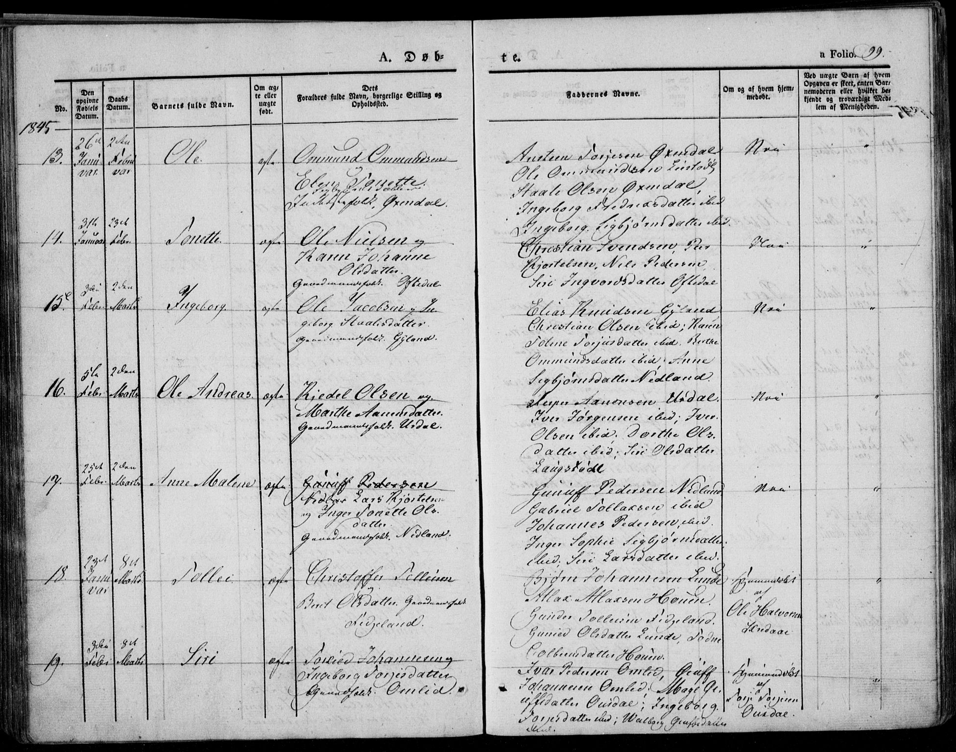 Bakke sokneprestkontor, AV/SAK-1111-0002/F/Fa/Faa/L0004: Parish register (official) no. A 4, 1834-1846, p. 99