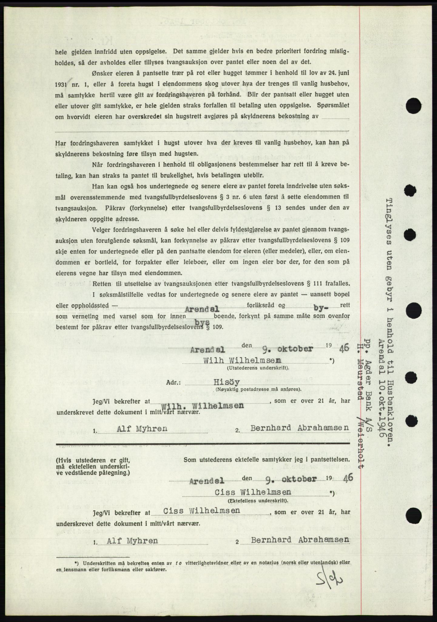 Nedenes sorenskriveri, SAK/1221-0006/G/Gb/Gbb/L0003: Mortgage book no. B3b, 1946-1946, Diary no: : 1274/1946