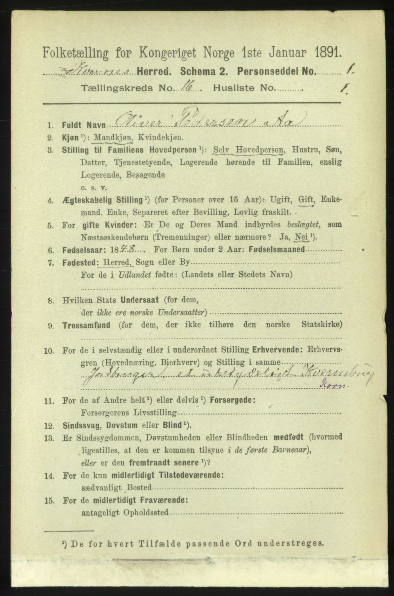 RA, 1891 census for 1553 Kvernes, 1891, p. 6446