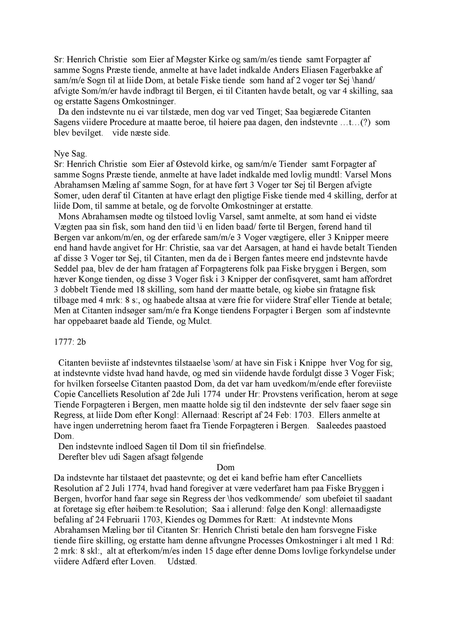 Samling av fulltekstavskrifter, SAB/FULLTEKST/A/12/0041: Sunnhordland sorenskriveri, tingbok nr. A 41, 1777-1782