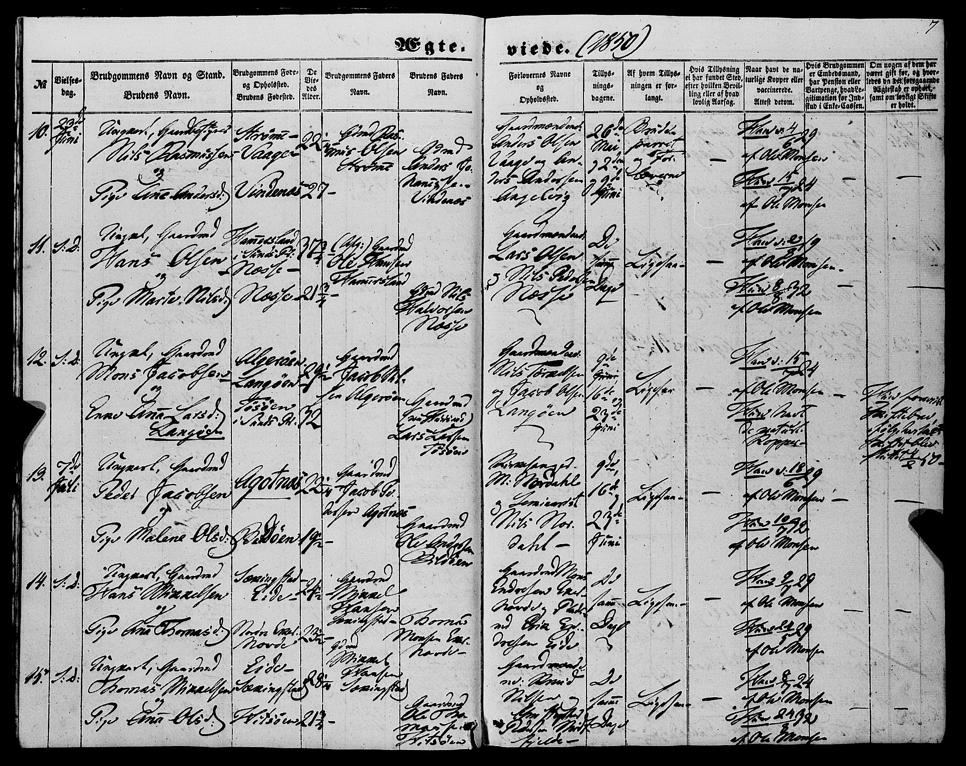 Fjell sokneprestembete, SAB/A-75301/H/Haa: Parish register (official) no. A 6, 1849-1877, p. 7