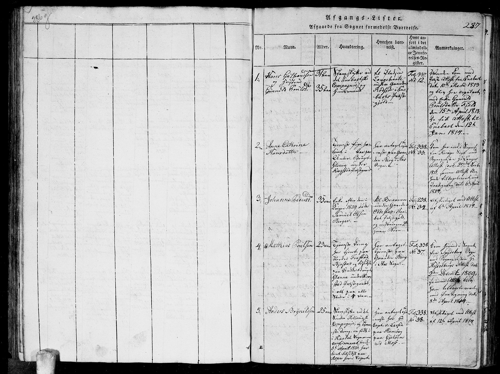 Kråkstad prestekontor Kirkebøker, SAO/A-10125a/G/Ga/L0001: Parish register (copy) no. I 1, 1813-1824, p. 287