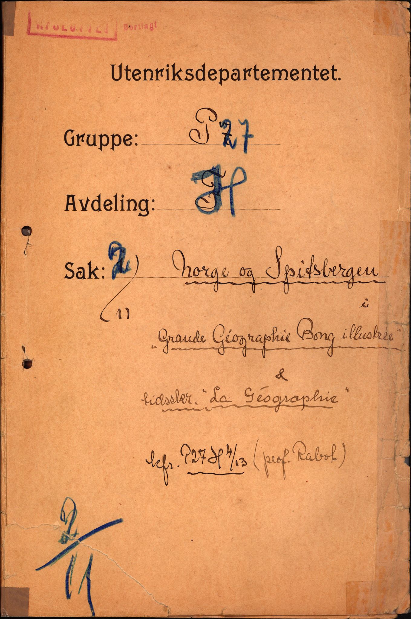 Utenriksdepartementet, AV/RA-S-2259, 1911-1915