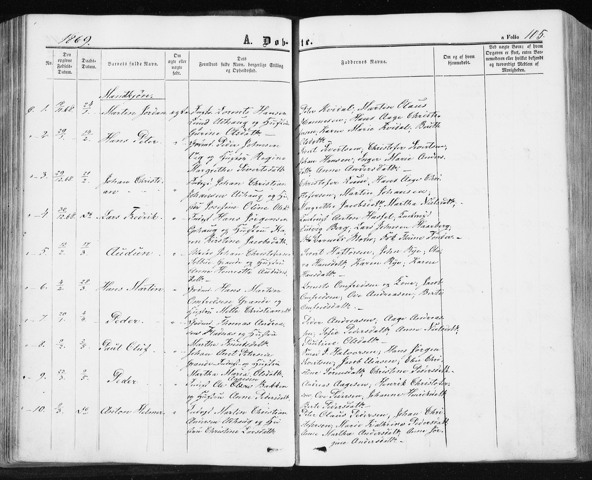 Ministerialprotokoller, klokkerbøker og fødselsregistre - Sør-Trøndelag, SAT/A-1456/659/L0737: Parish register (official) no. 659A07, 1857-1875, p. 105