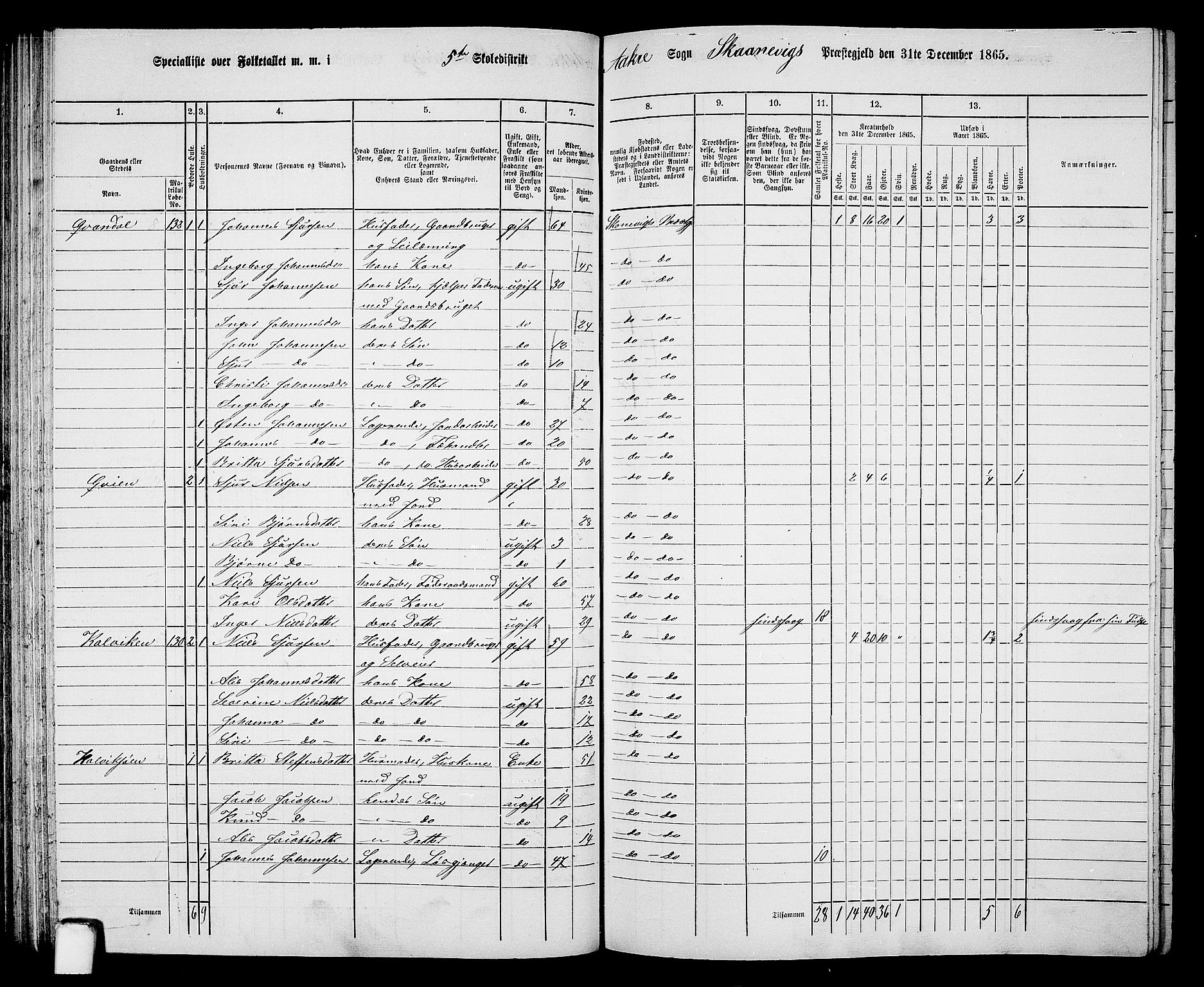 RA, 1865 census for Skånevik, 1865, p. 83