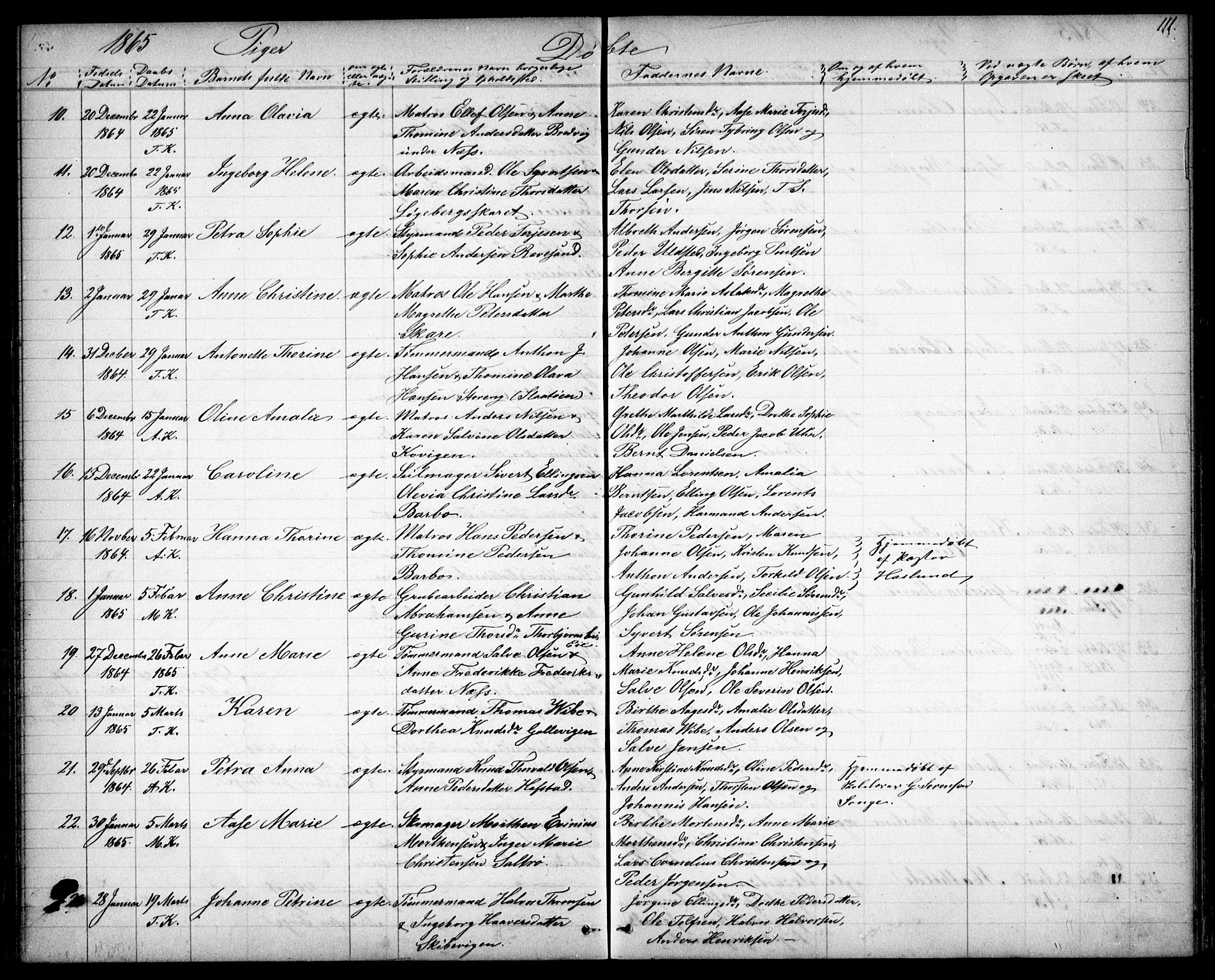 Tromøy sokneprestkontor, SAK/1111-0041/F/Fb/L0003: Parish register (copy) no. B 3, 1859-1868, p. 111