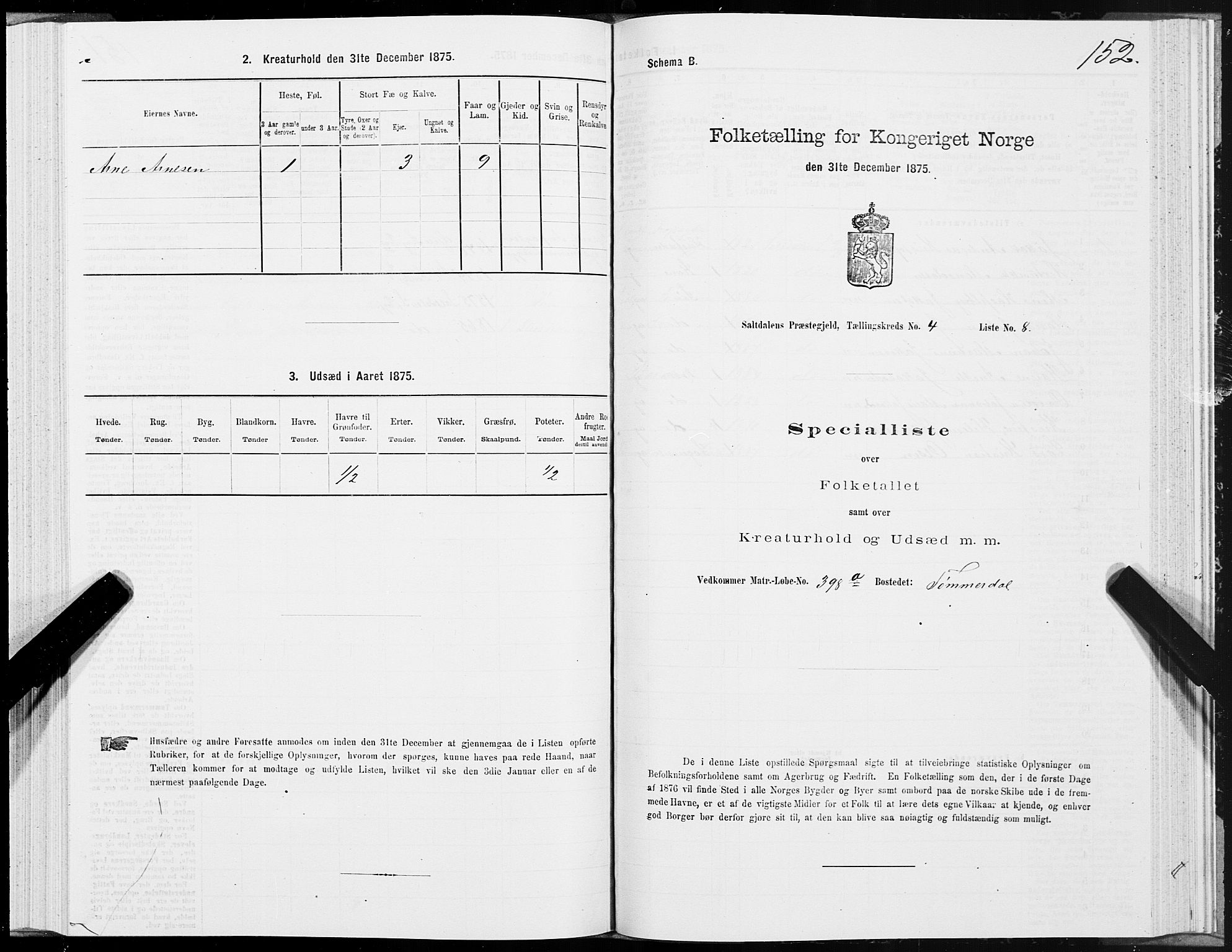 SAT, 1875 census for 1840P Saltdal, 1875, p. 2152