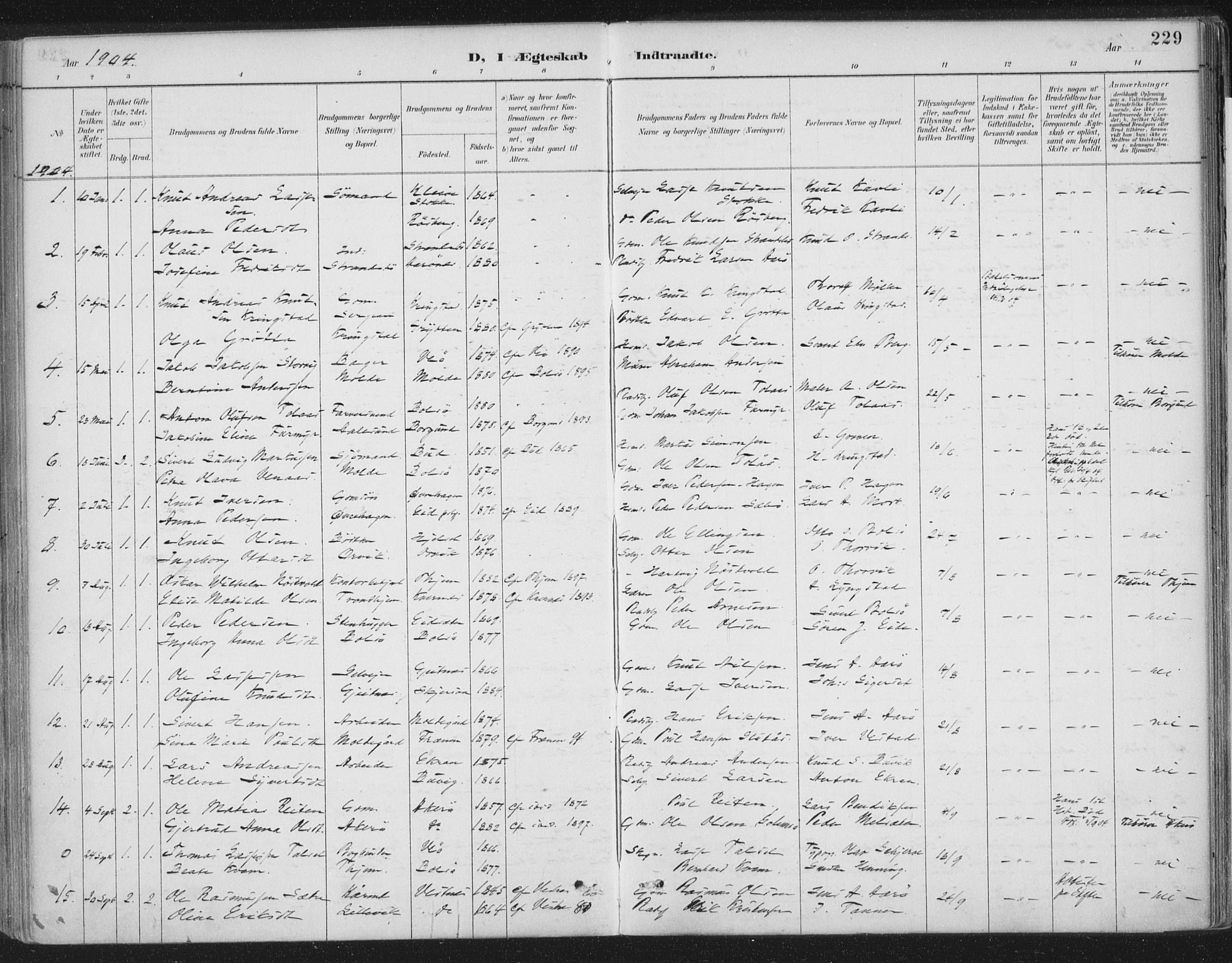 Ministerialprotokoller, klokkerbøker og fødselsregistre - Møre og Romsdal, SAT/A-1454/555/L0658: Parish register (official) no. 555A09, 1887-1917, p. 229