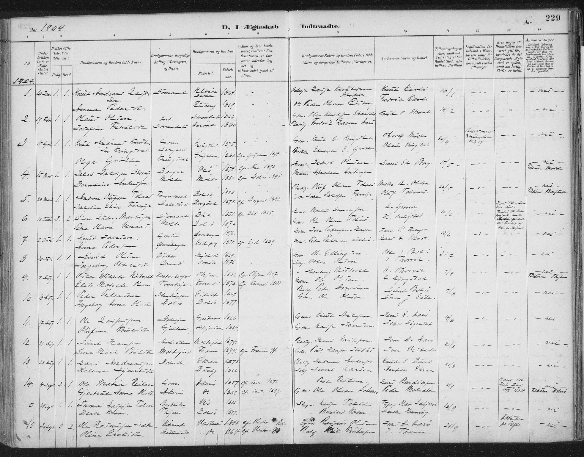 Ministerialprotokoller, klokkerbøker og fødselsregistre - Møre og Romsdal, AV/SAT-A-1454/555/L0658: Parish register (official) no. 555A09, 1887-1917, p. 229