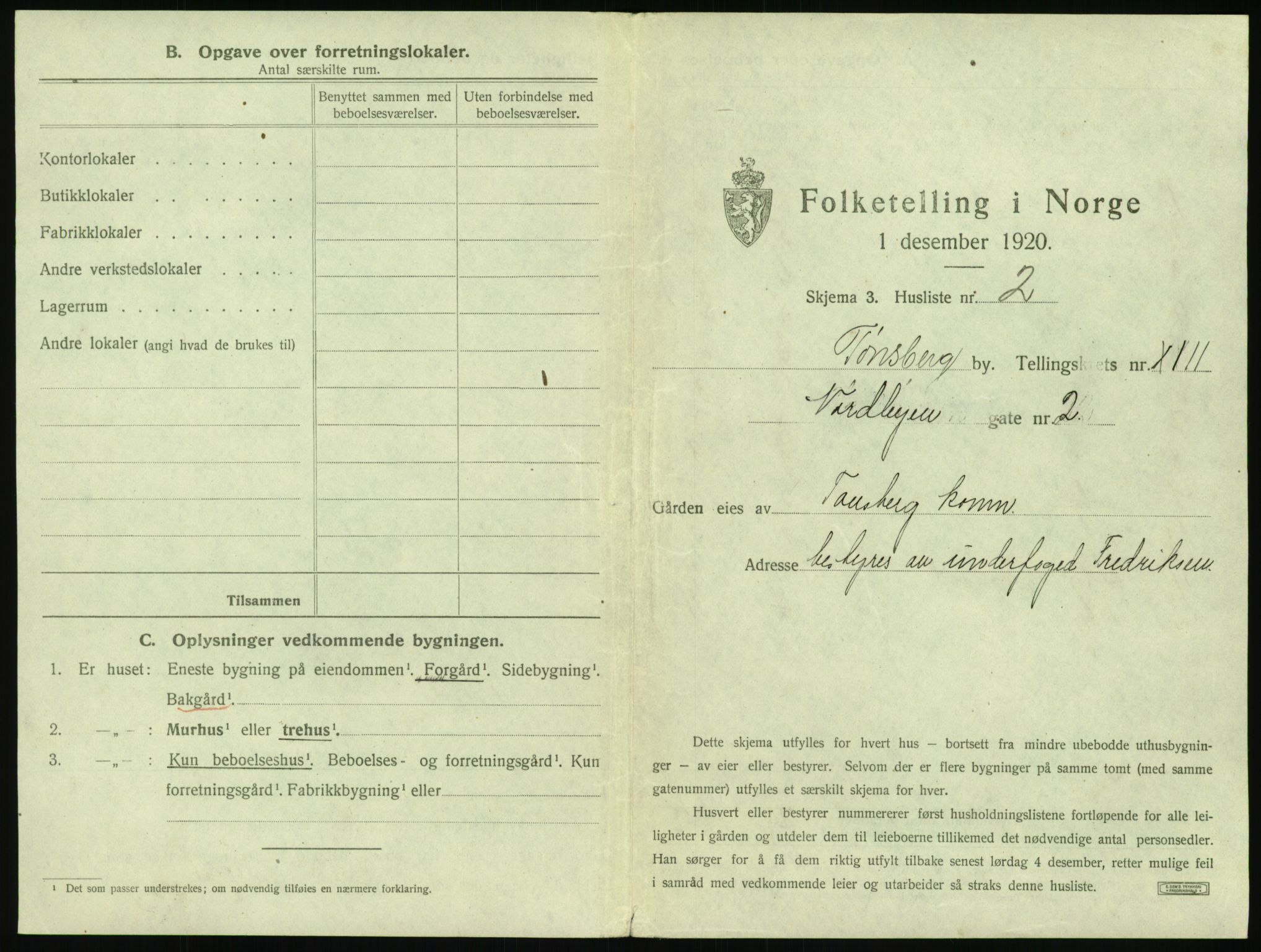 SAKO, 1920 census for Tønsberg, 1920, p. 1351