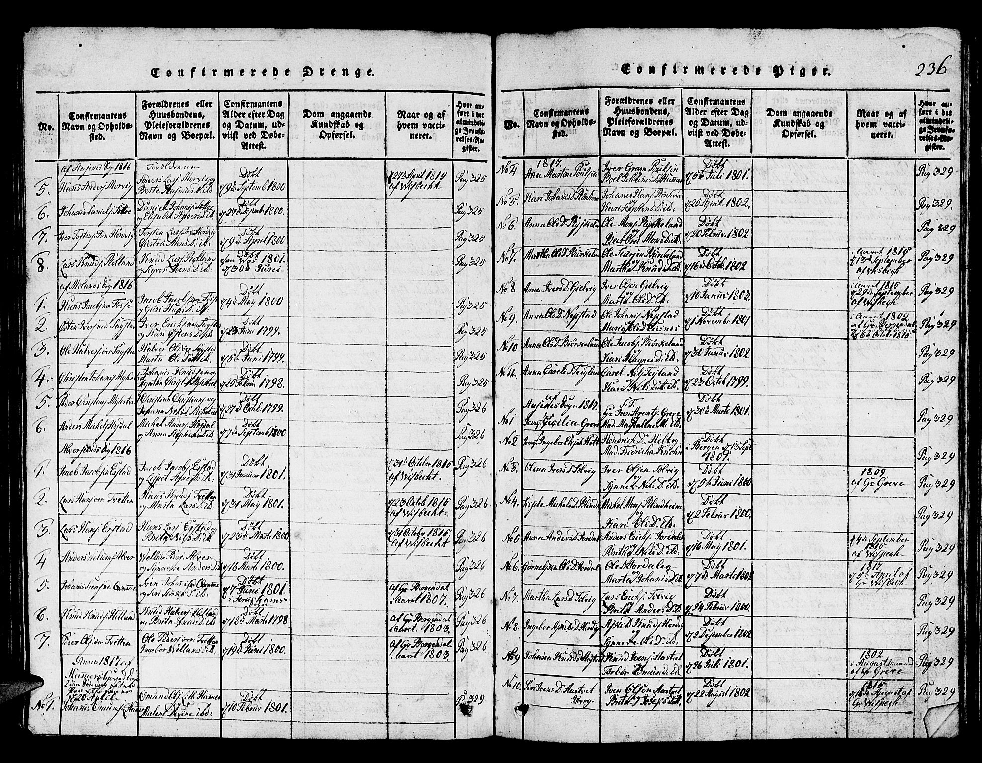 Hamre sokneprestembete, SAB/A-75501/H/Ha/Hab: Parish register (copy) no. A 1, 1816-1826, p. 236