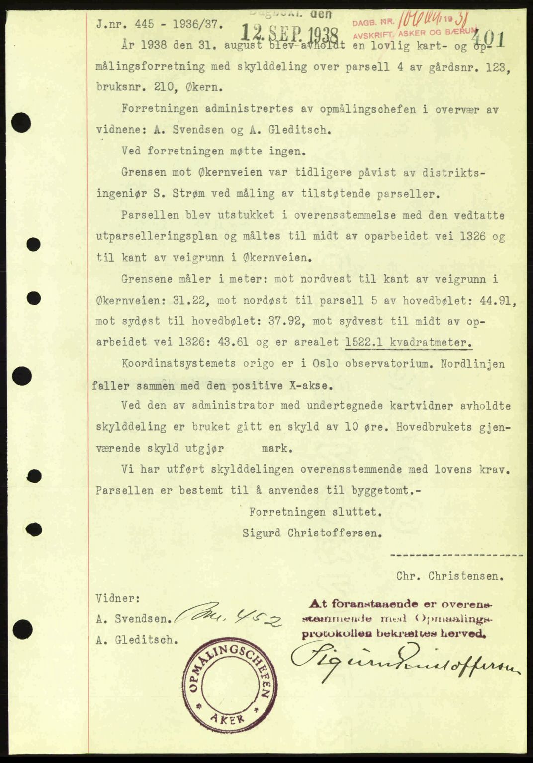 Aker herredsskriveri, SAO/A-10896/G/Gb/Gba/Gbab/L0025: Mortgage book no. A154-155, 1938-1938, Diary no: : 10669/1938