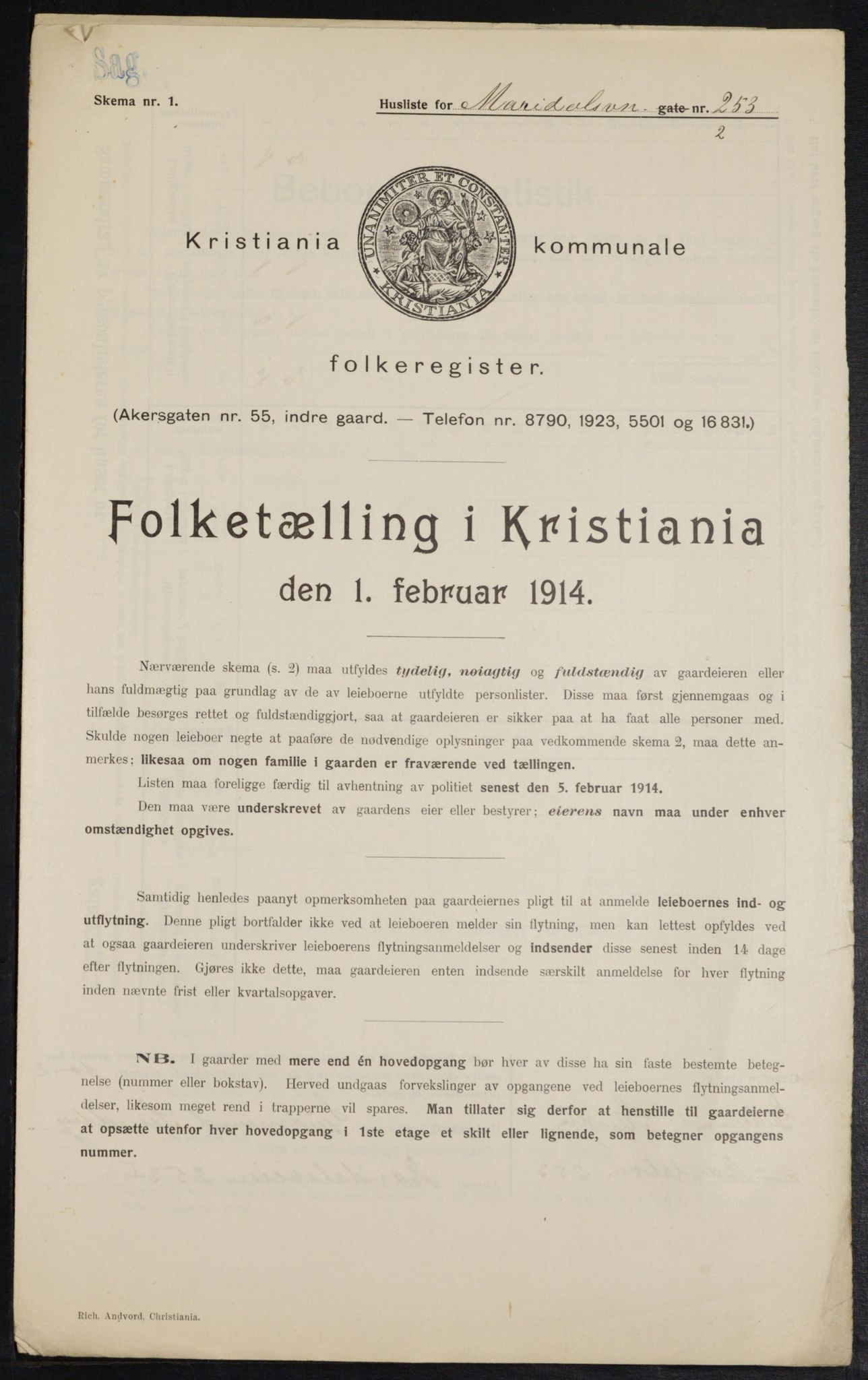 OBA, Municipal Census 1914 for Kristiania, 1914, p. 62766