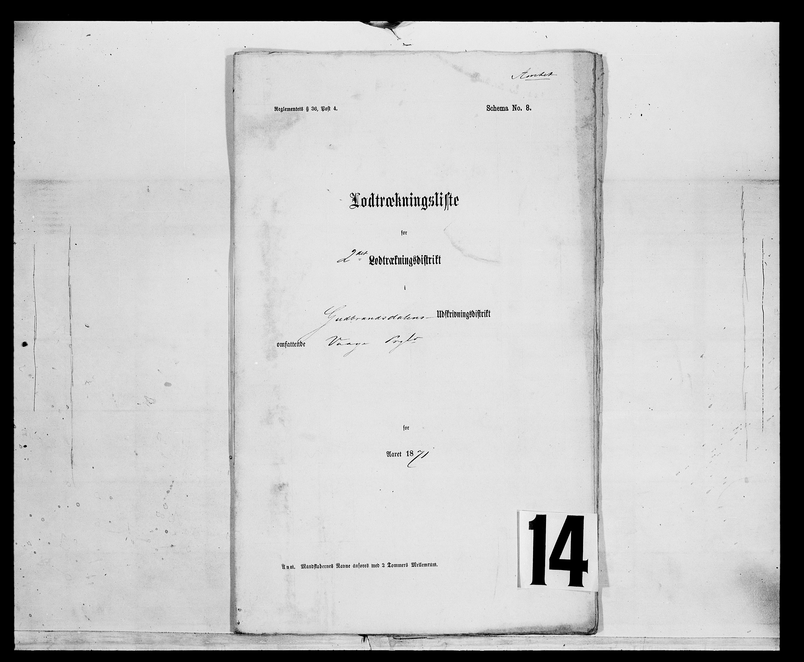 Fylkesmannen i Oppland, SAH/FYO-002/1/K/Kg/L1175: Heidal, Sel, Vågå, Lom og Skjåk, 1860-1879, p. 1