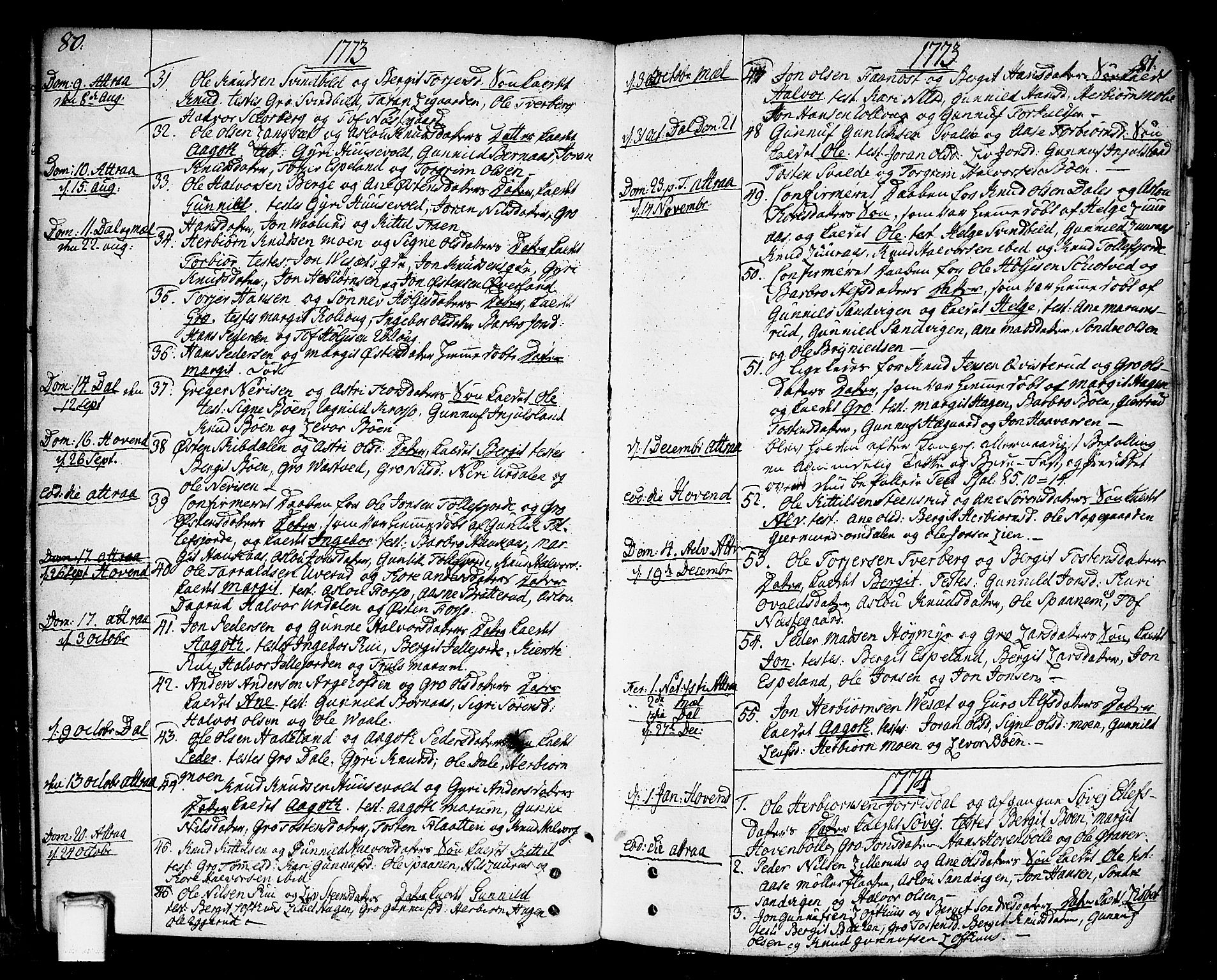 Tinn kirkebøker, AV/SAKO-A-308/F/Fa/L0002: Parish register (official) no. I 2, 1757-1810, p. 80-81